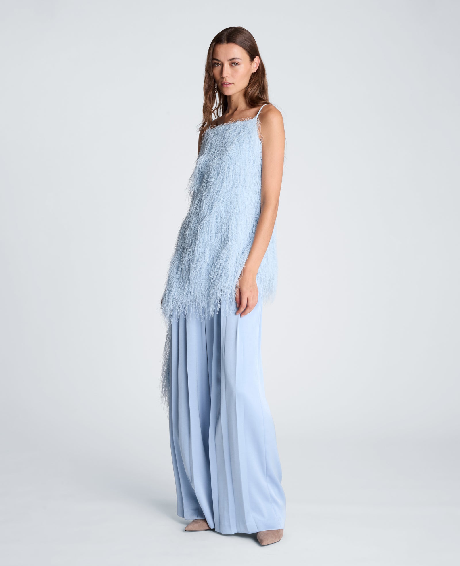 Kenneth Cole Reaction Clothing Fly Front High Rise Wide Leg Stitched Triple Pleat Pant pantaloni blu taglia 0–14 in raso