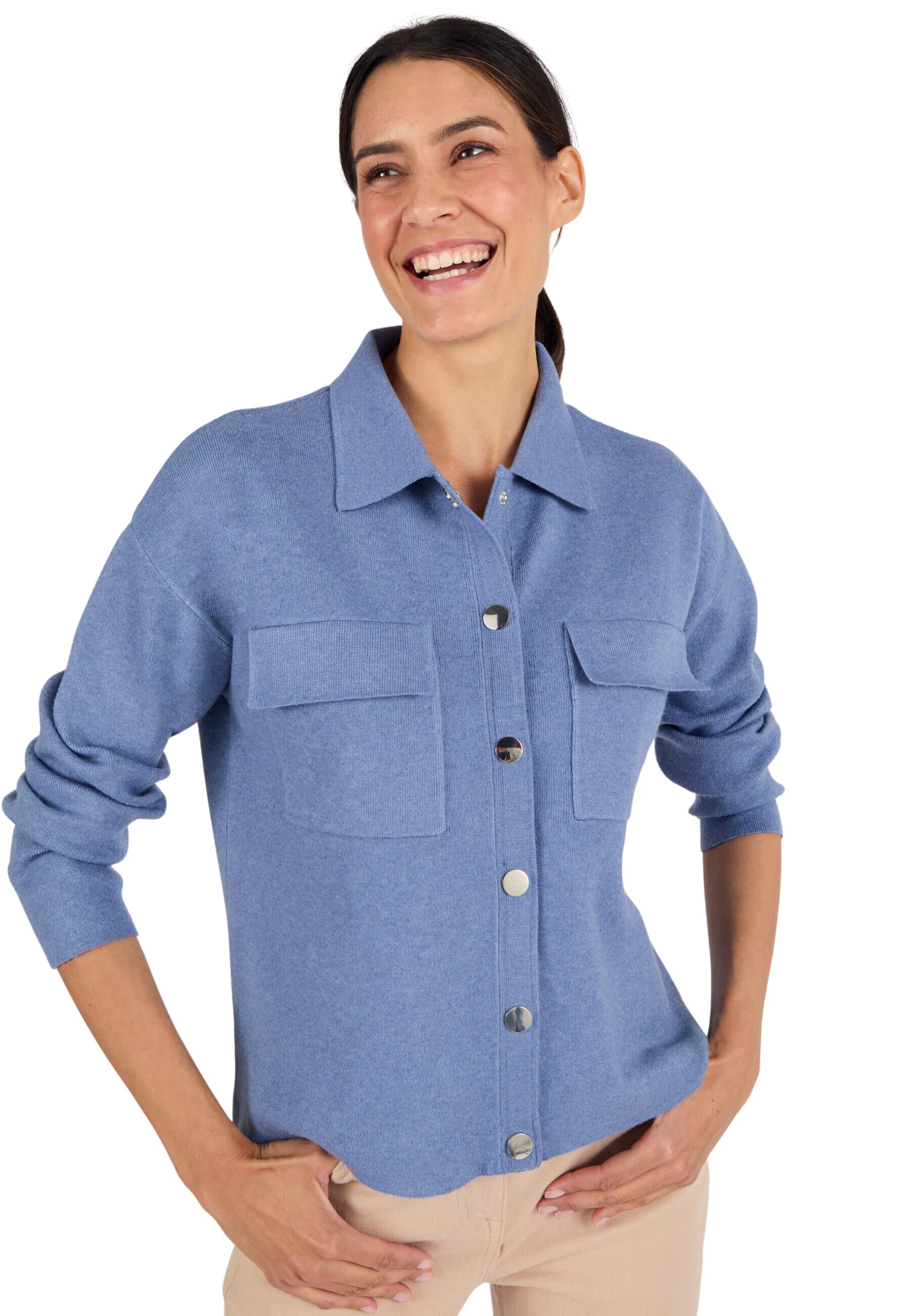 Damart Prêt-à-porter gilet termico donna blu marino a righe 50-52 Thermolactyl