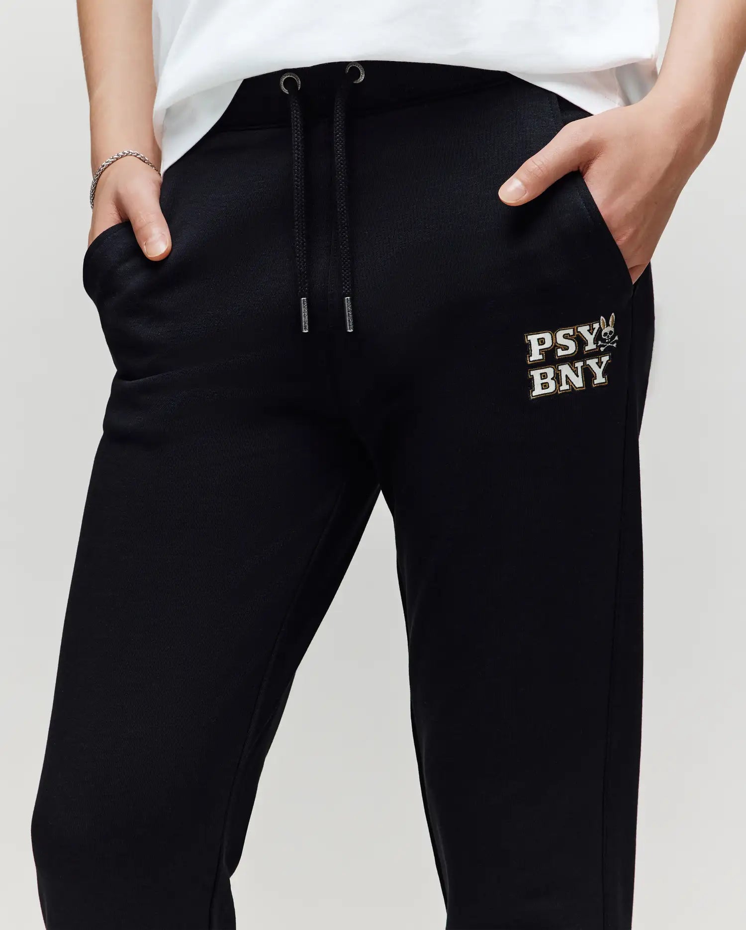 Psycho Bunny Kids Bottoms Wade Sweatpant pantaloni tuta neri in cotone misto