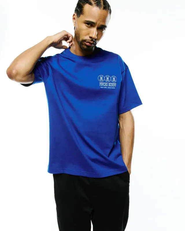 Psycho Bunny Men's Tees Men's Nathaniel Oversized Pima Tee maglietta blu
