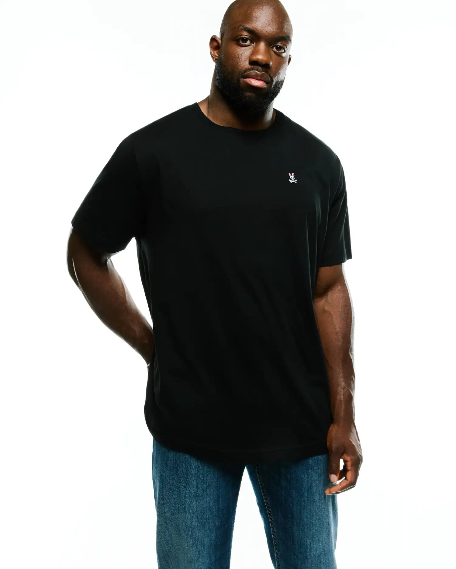 Psycho Bunny Big & Tall Classic Crew Neck Tee B9U014CRPC T-shirt nera 2XL cotone Pima