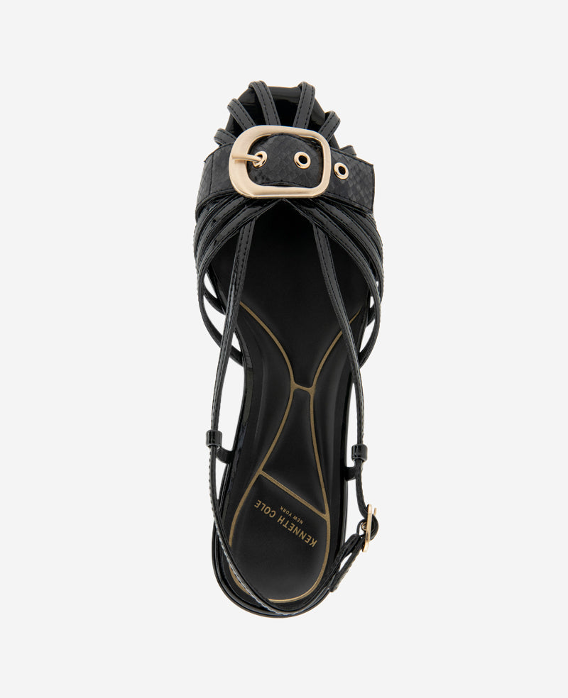 Kenneth Cole Reaction Shoes Farrah Patent Caged In Buckle Sandal sandalo nero