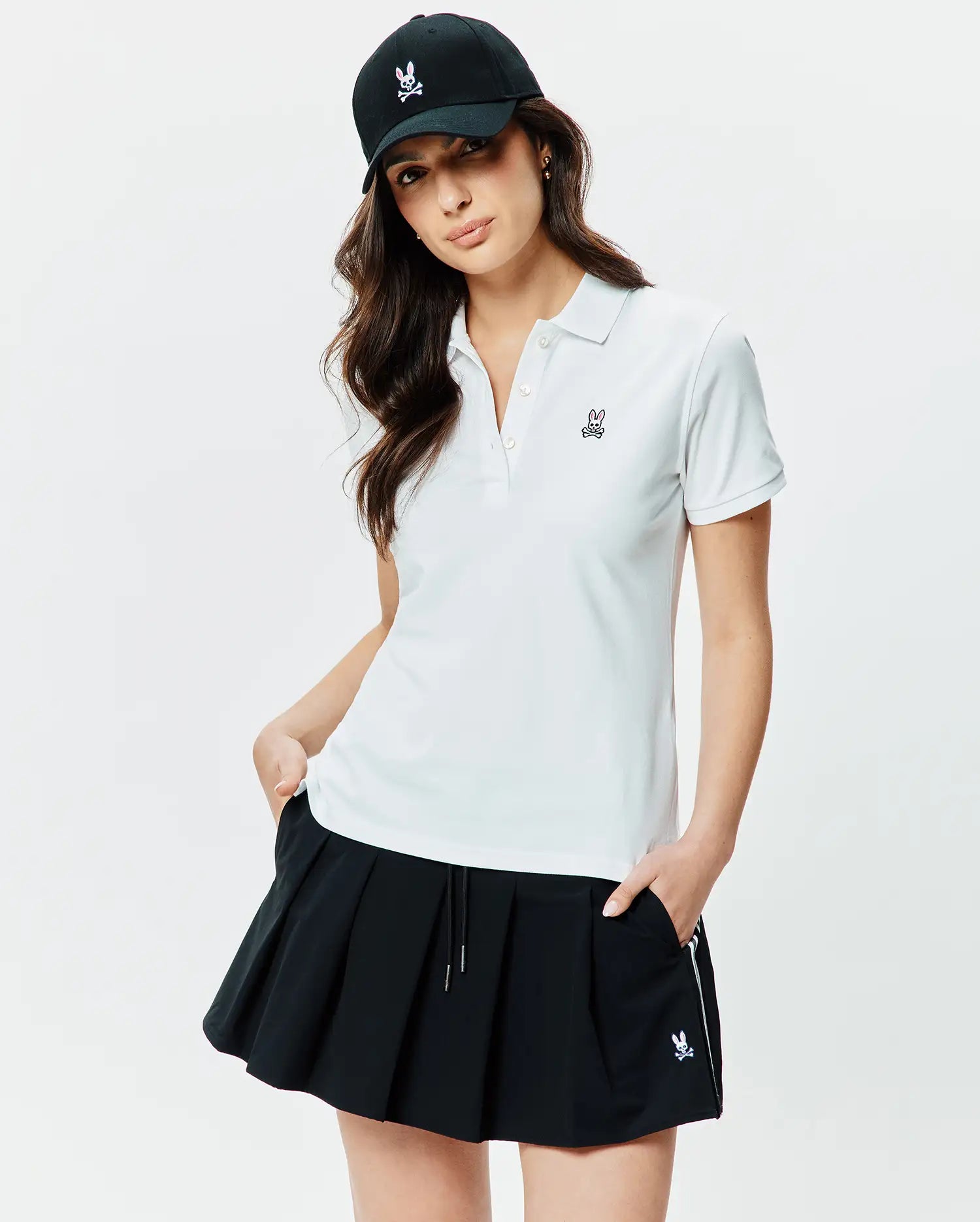 Psycho Bunny Women's Tops WOMENS PIQUE POLO WT0100003 polo bianca XXS-XXXL in cotone elasticizzato