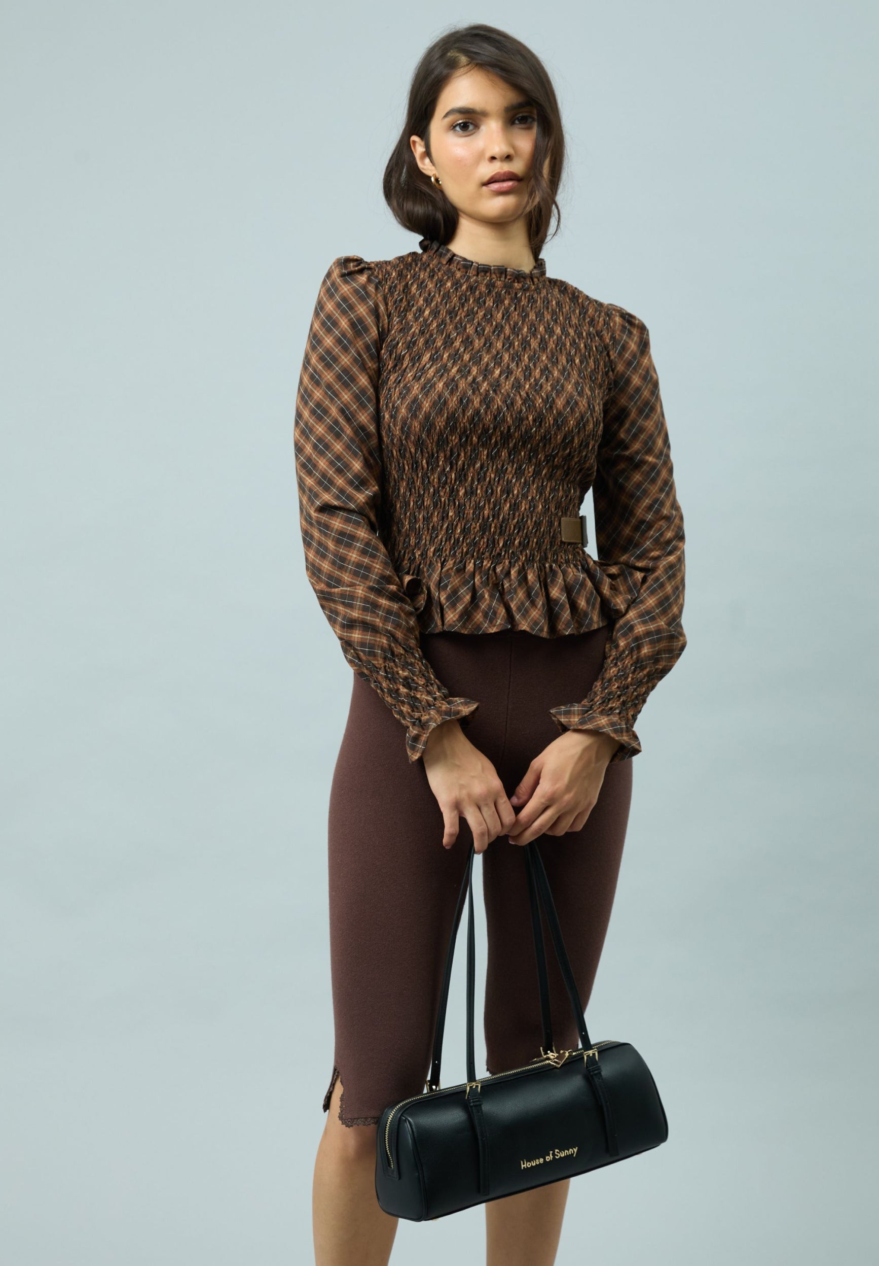 House Of Sunny Womens Tops CHECK RUCHED TOP top a quadri con cintura