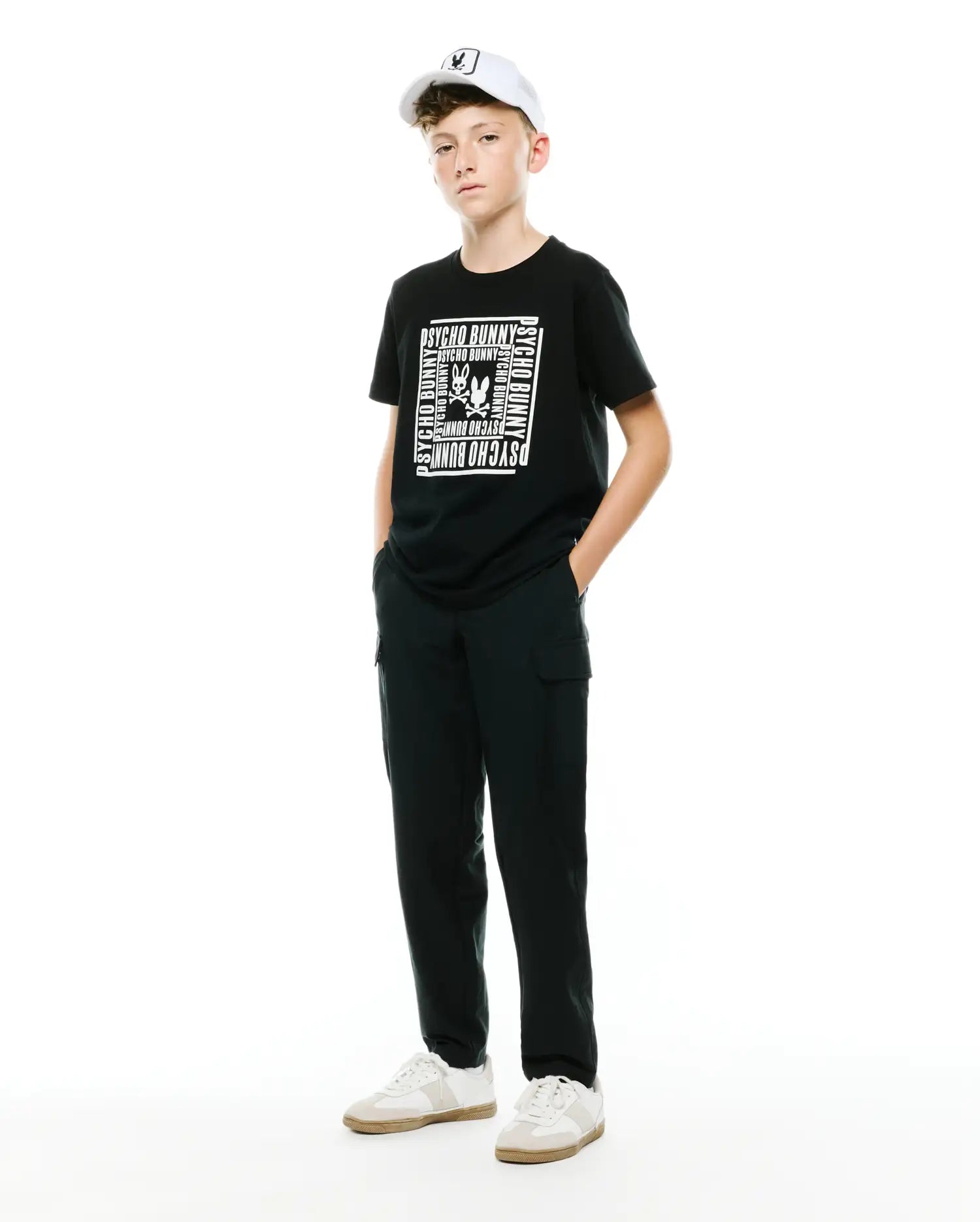 Psycho Bunny Kids Tees Raj Pima T-shirt nera in cotone