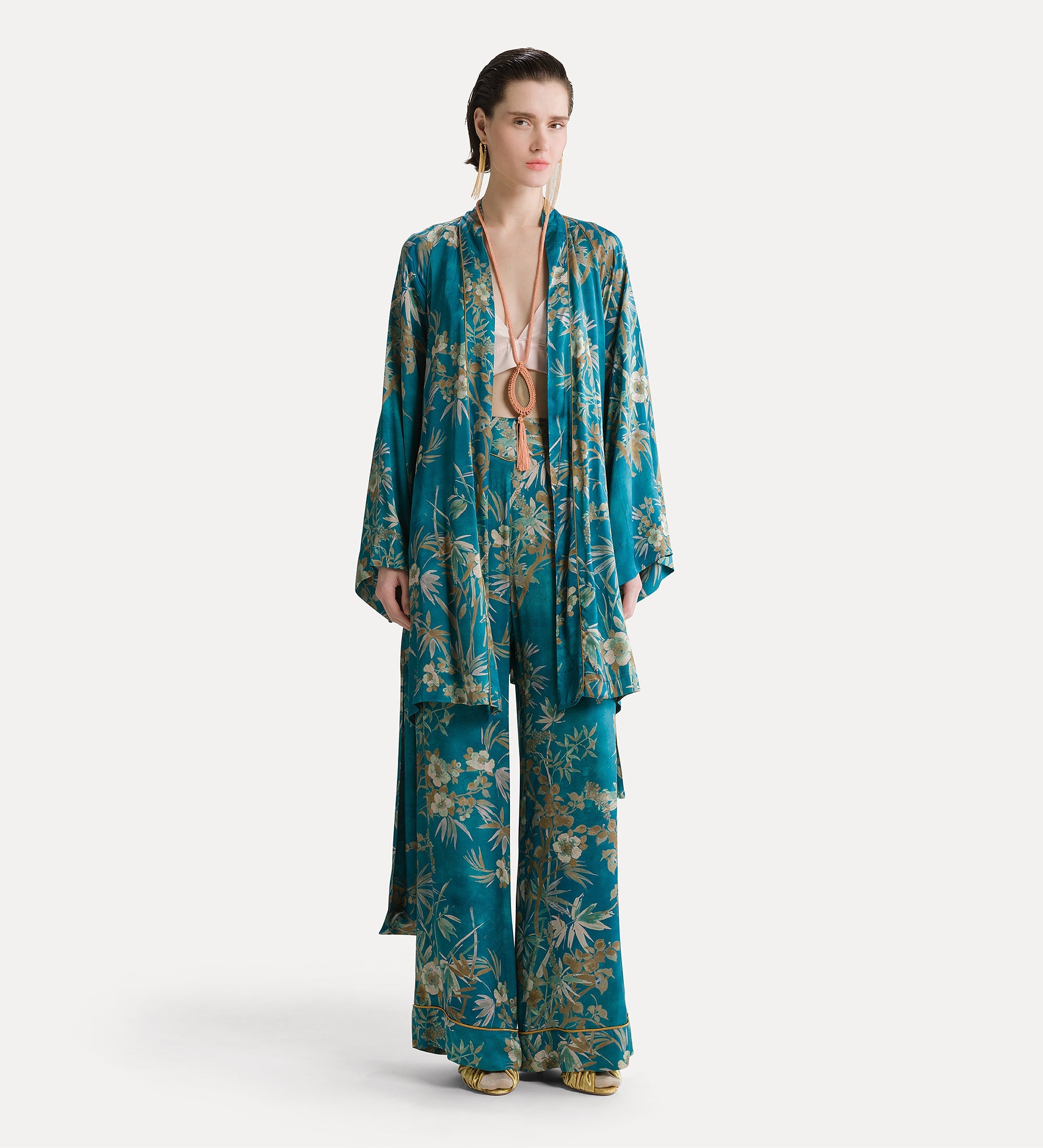 Forte capispalla e kimono Le Bambou Secret kimono satin jade