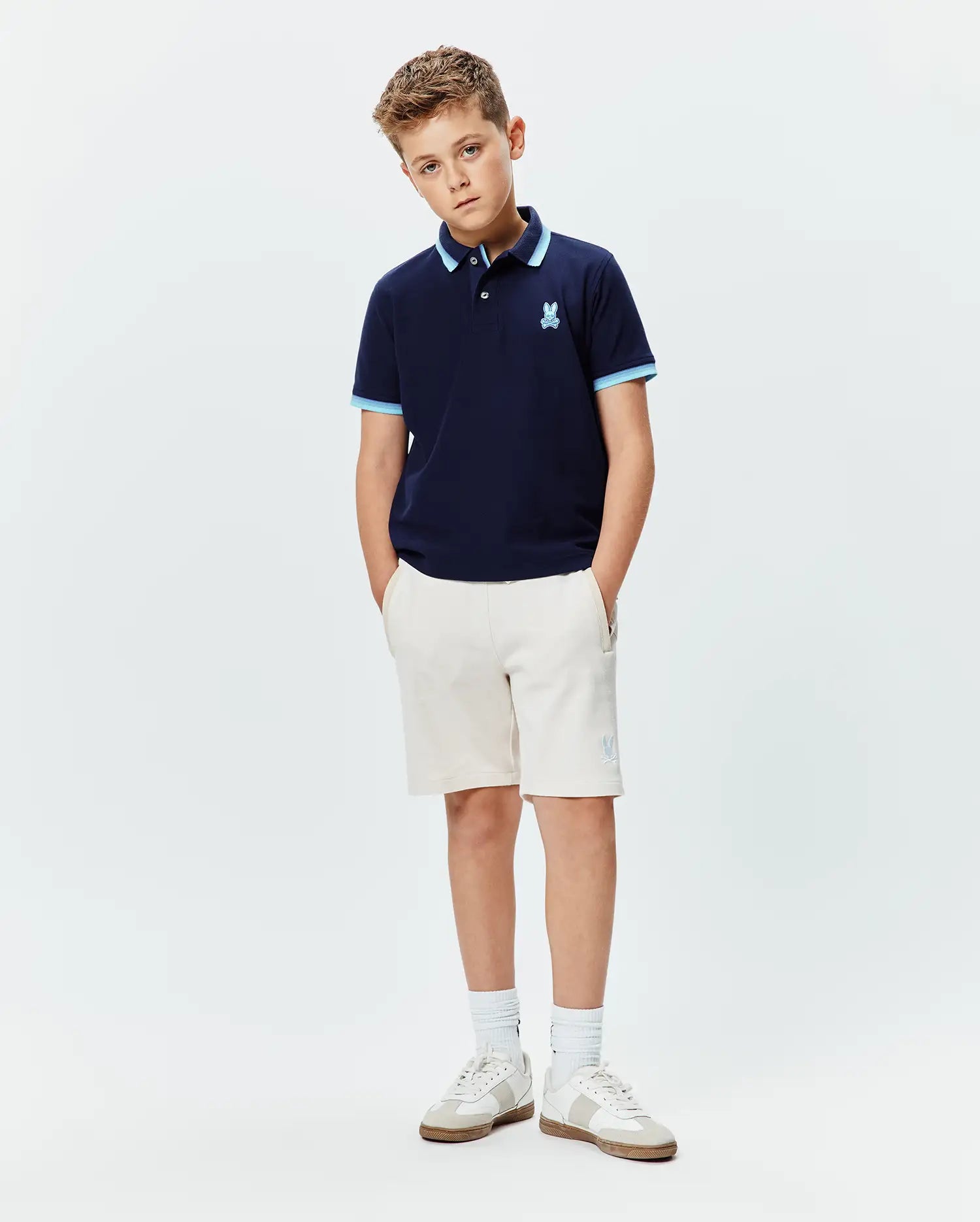 Psycho Bunny Kids Polo Shirts Holden Pique Polo KT0100100 polo blu in cotone Pima