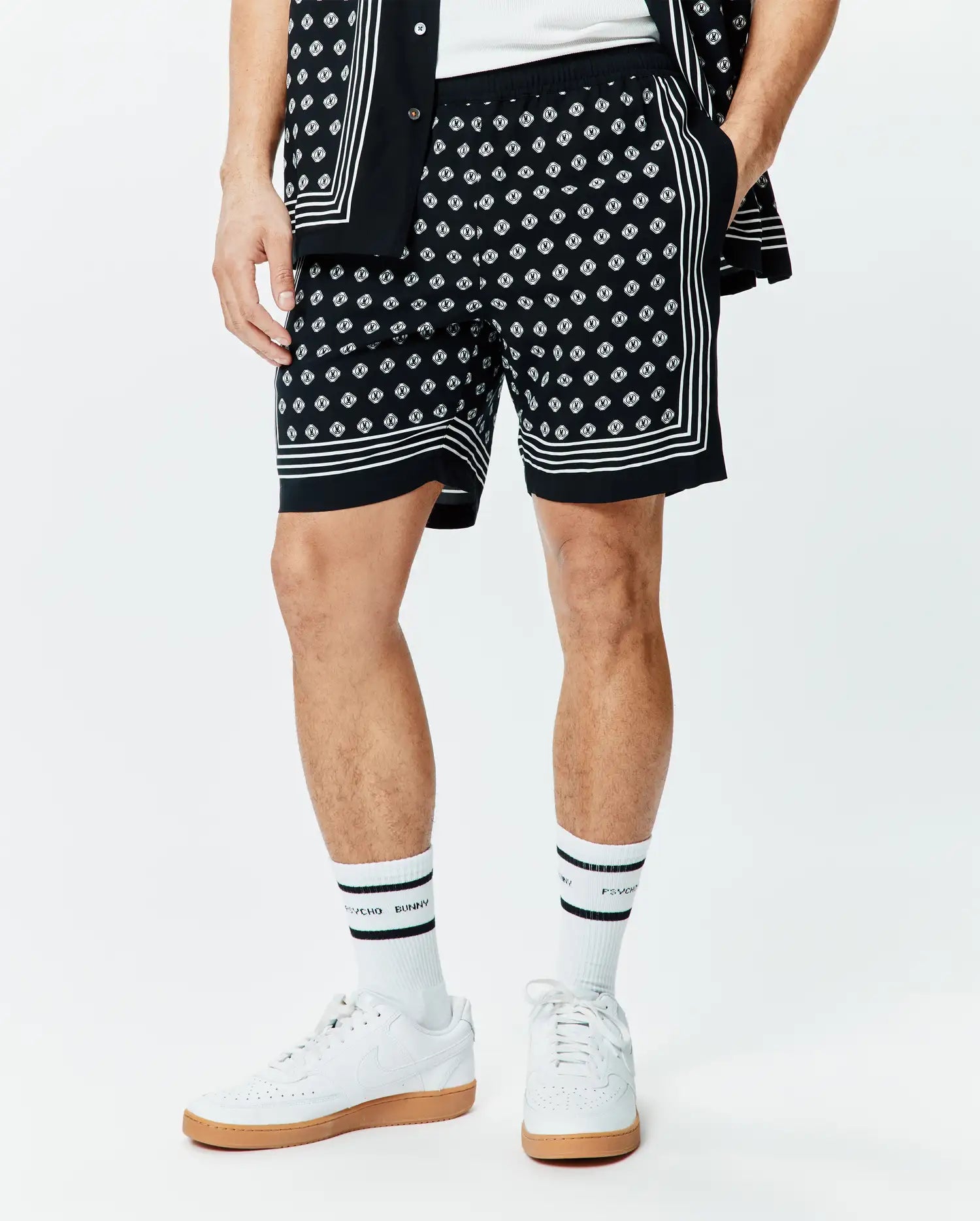 Psycho Bunny Men's Shorts Nick Tencel Short 7" MB0700026 bermuda nera Tencel