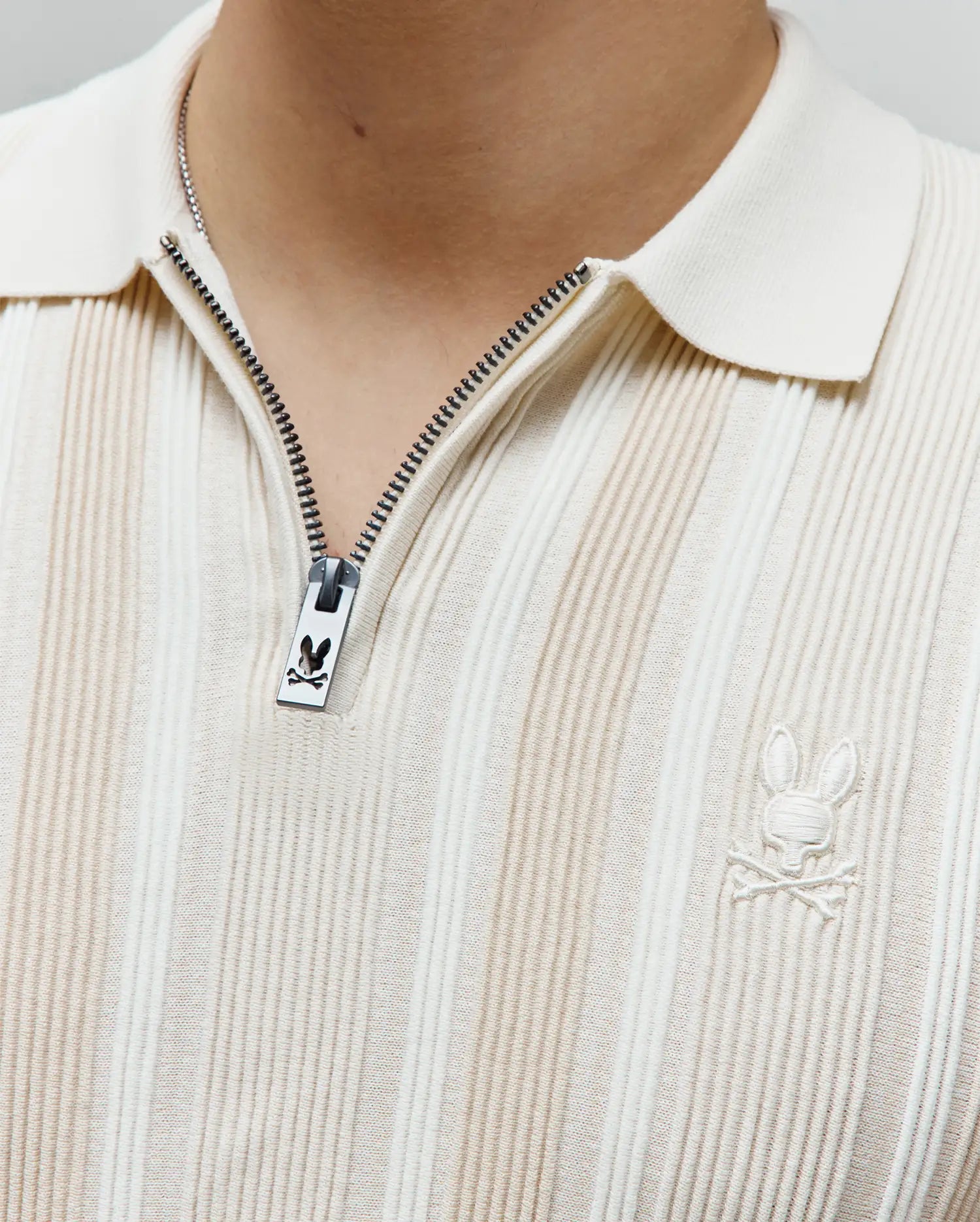 Psycho Bunny Men's Polos Cliff Knit Zip Polo MT0100210 polo uomo beige
