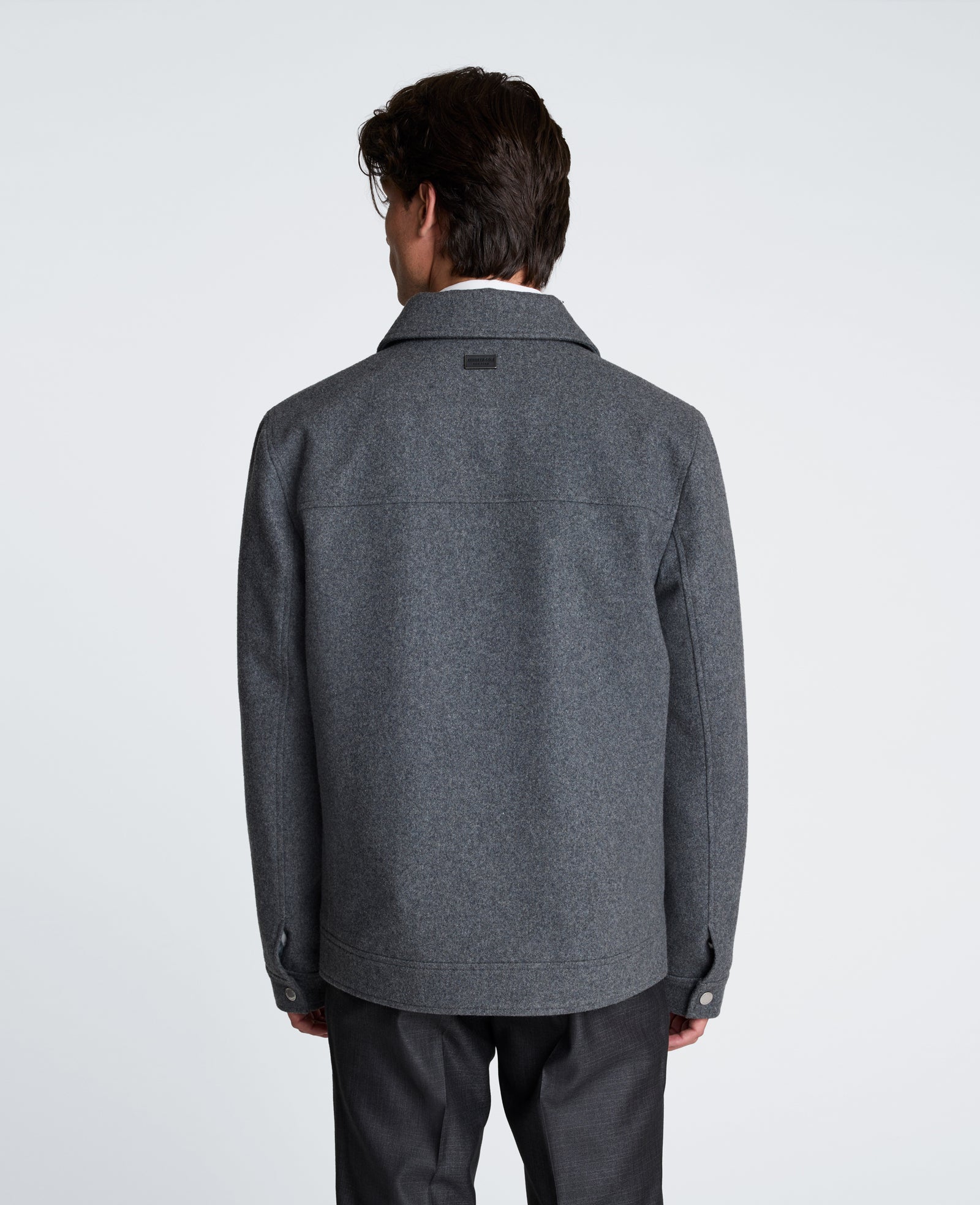 Kenneth Cole Reaction Wool Shirt Collar Jacket giacca uomo nera in lana