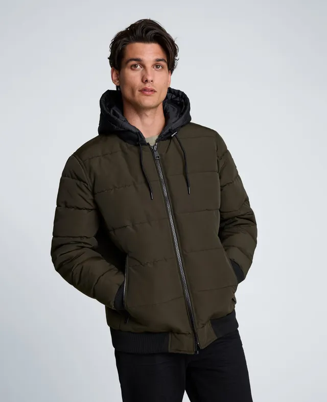 Kenneth Cole Reaction Oxford Hood Bomber Jacket giacca verde S con cappuccio