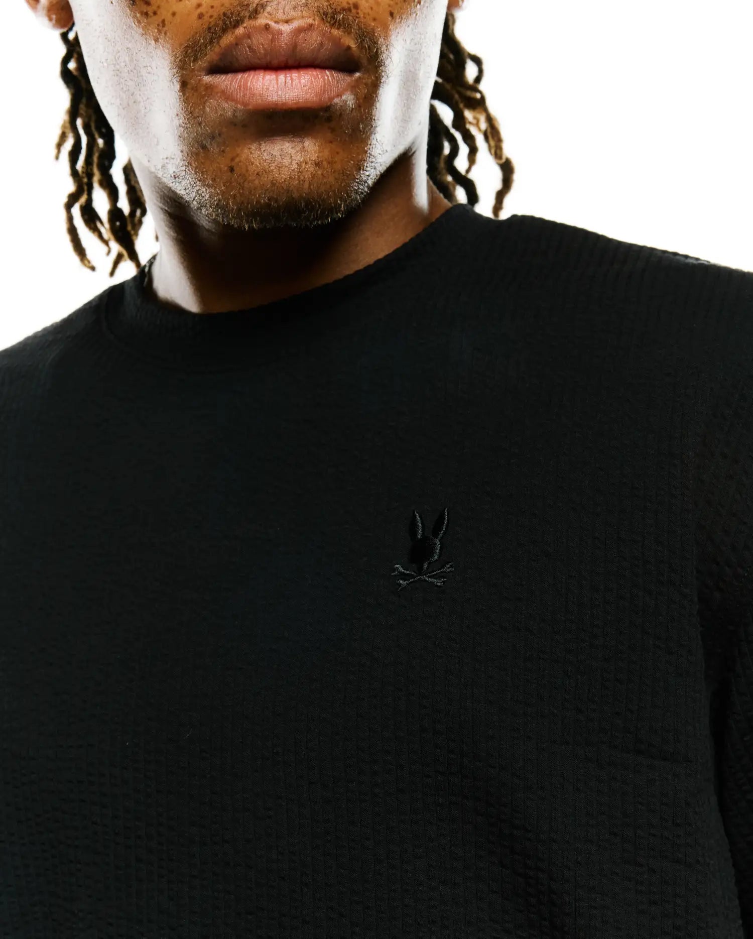 Psycho Bunny Men's Tees MENS ARLEN OVERSIZED SEERSUCKER TEE - MT0200638 t-shirt nera seersucker
