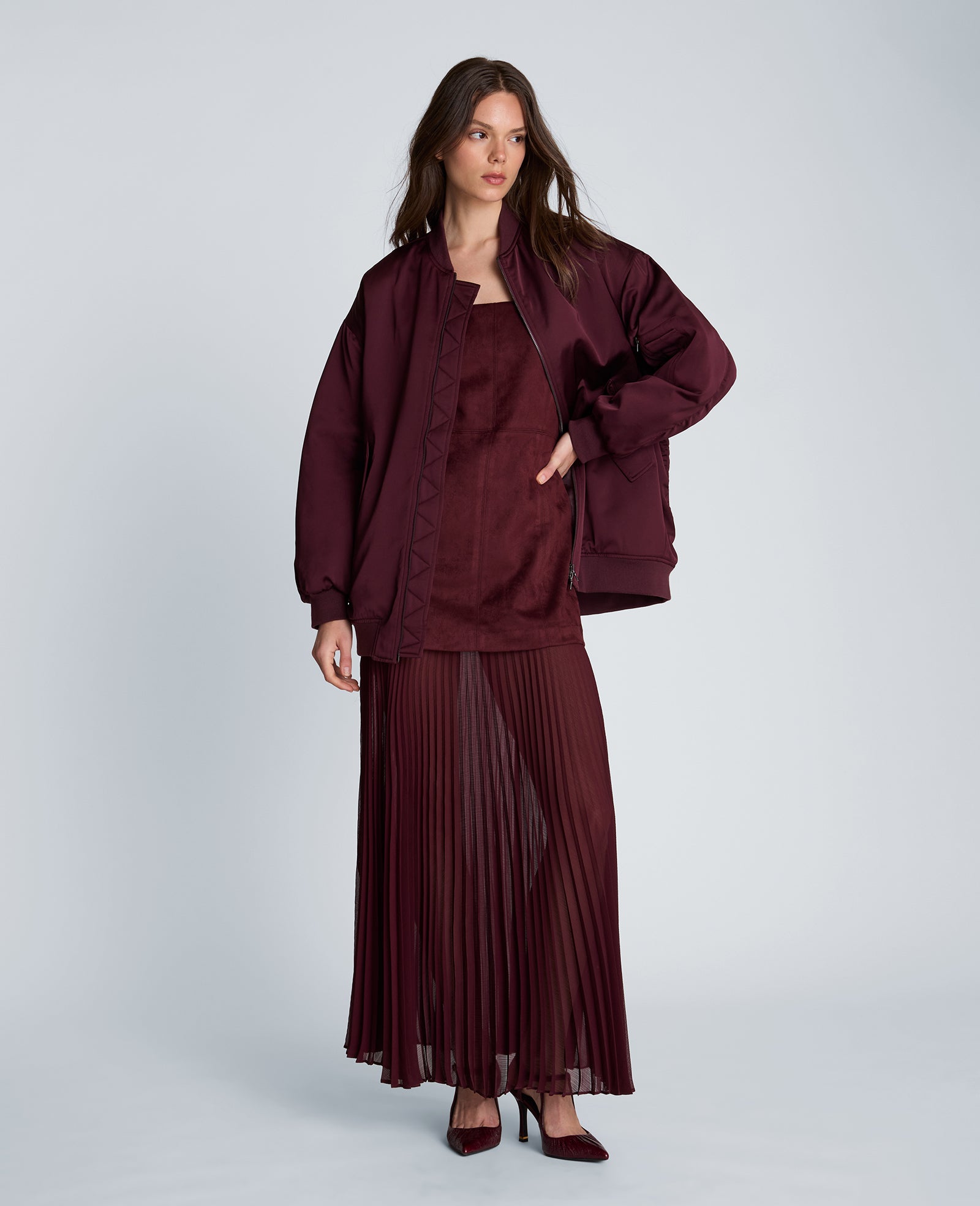 Kenneth Cole Reaction Clothing Combo Pleated Midi Dress abito midi rosso