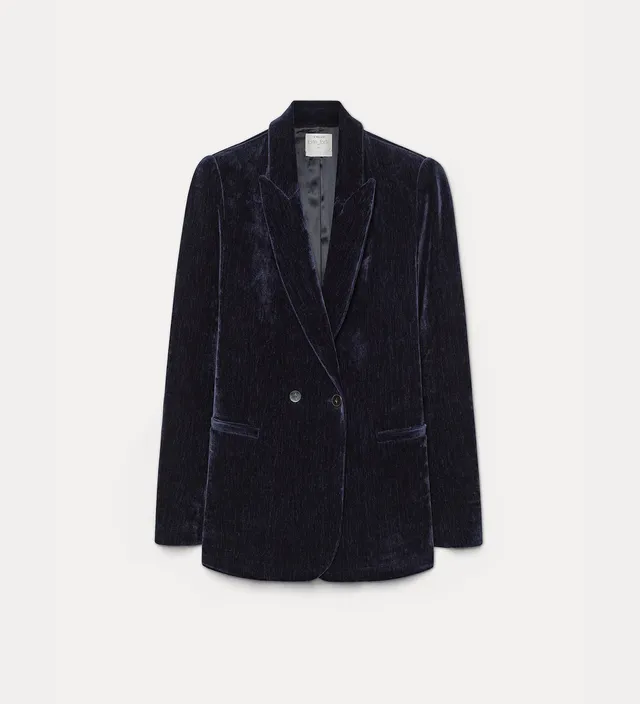 Forte giacche Blazer doppiopetto in velluto notte