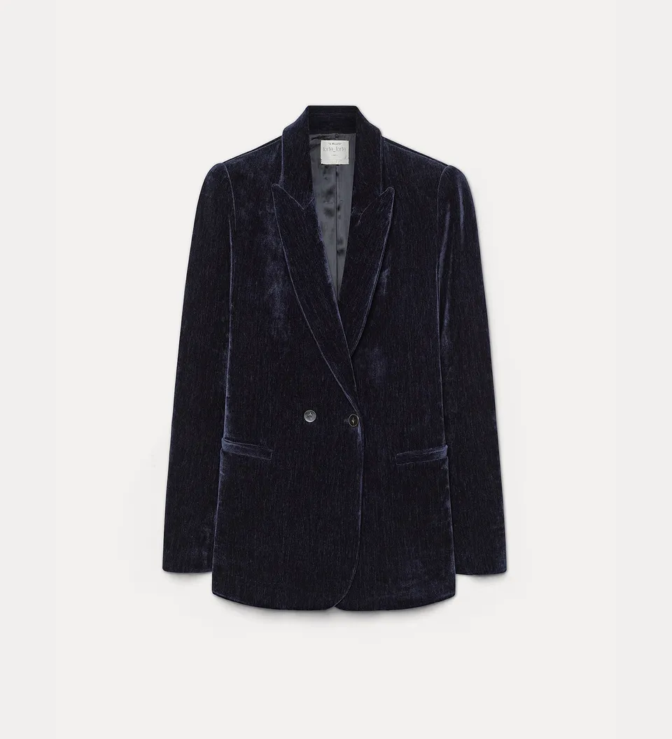 Forte giacche Blazer doppiopetto in velluto notte