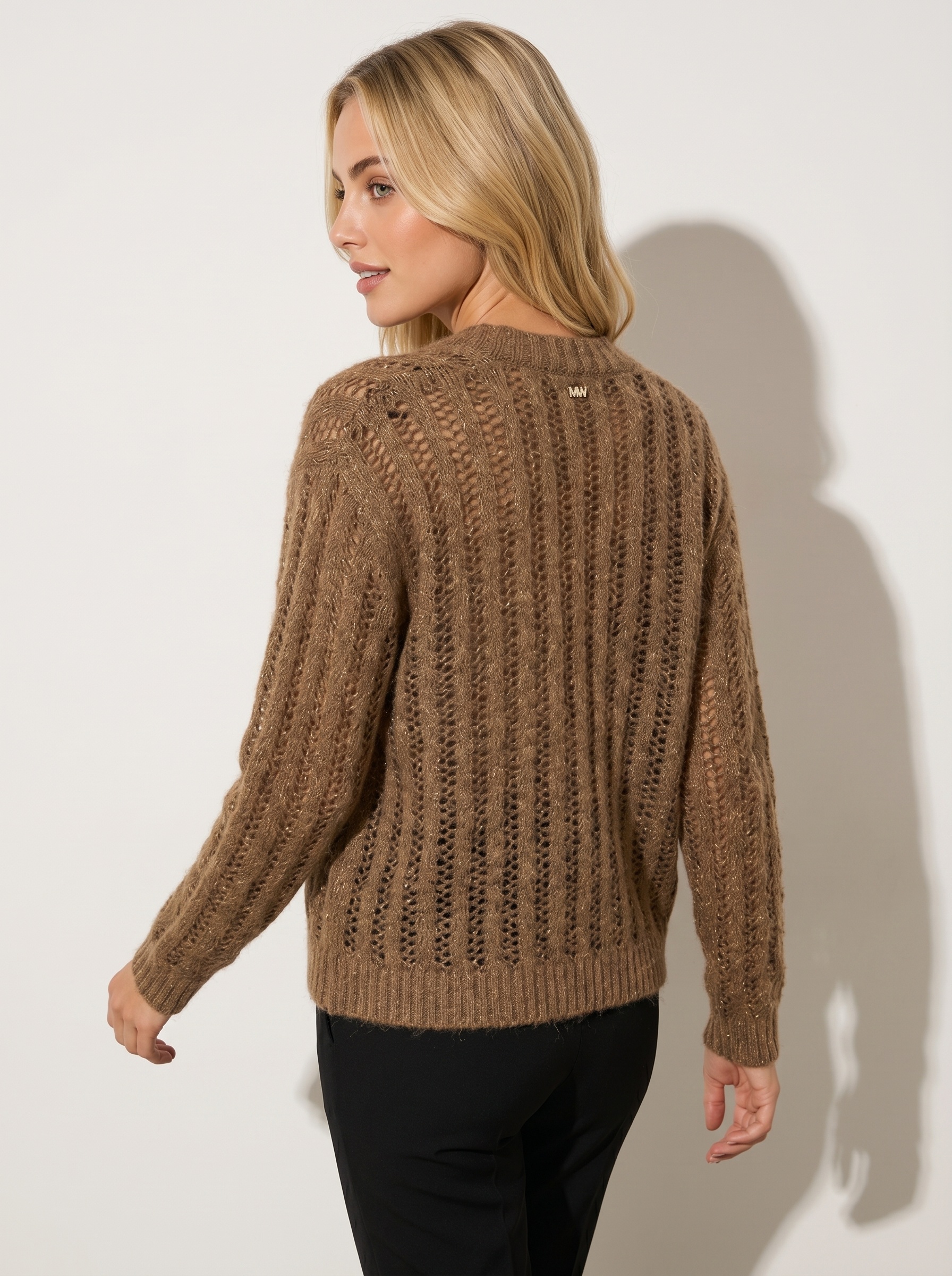 Markup Donna Maglieria Cardigan traforato a trecce in filo lurex