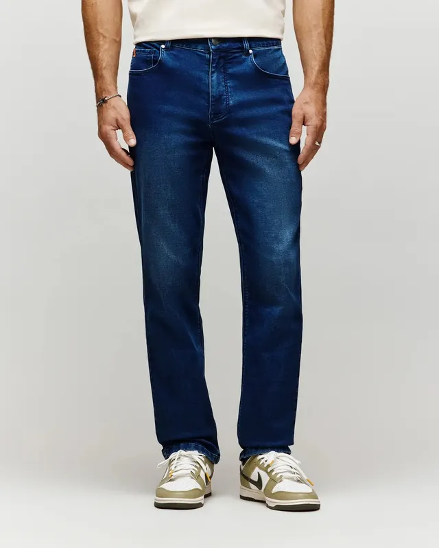 Psycho Bunny Men's Pants Ace Knit Straight Leg Denim Pant jeans dritti elasticizzati