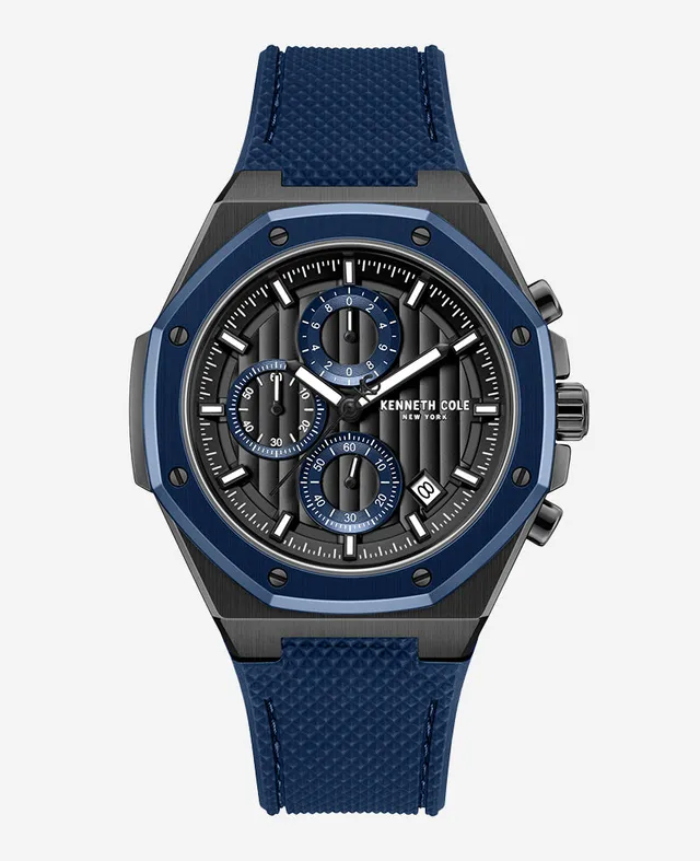Kenneth Cole Reaction Watches Dress Sport Chronograph Two-Tone Silicone Strap Watch orologio nero blu