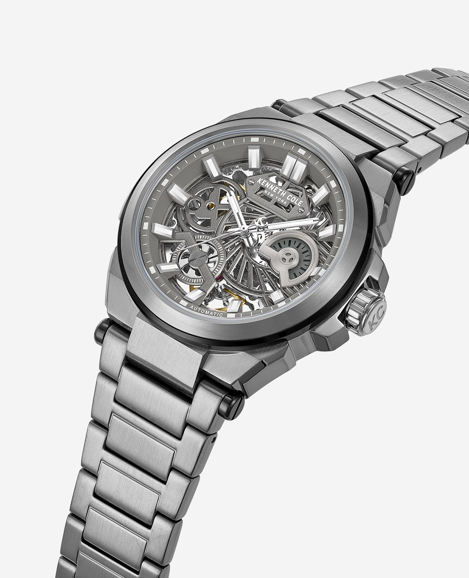 Kenneth Cole Reaction Skeleton Automatic Bracelet Watch orologio automatico grigio scuro
