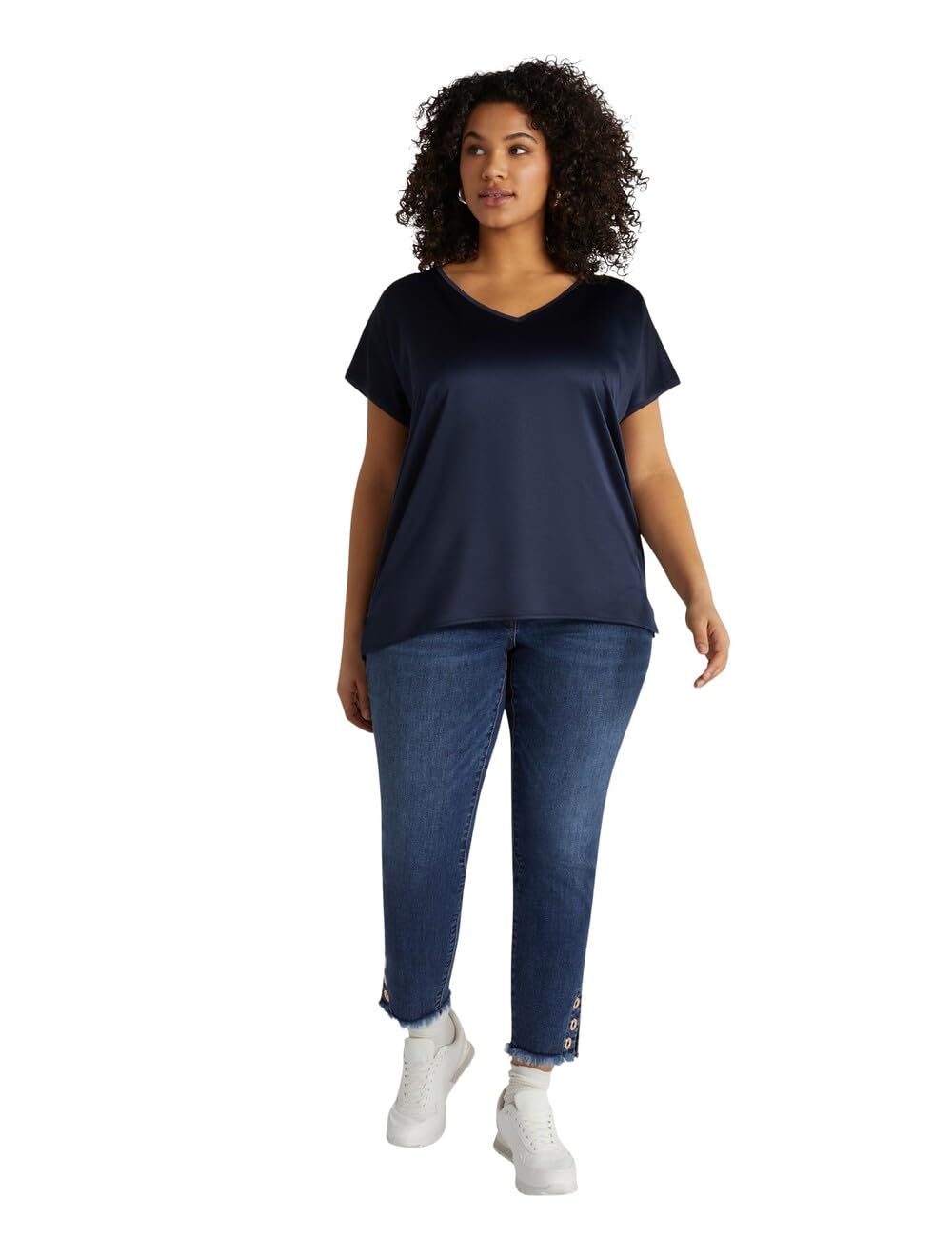 Fiorella Rubino Top e t-shirt T-shirt in Raso e Jersey t-shirt blu curvy
