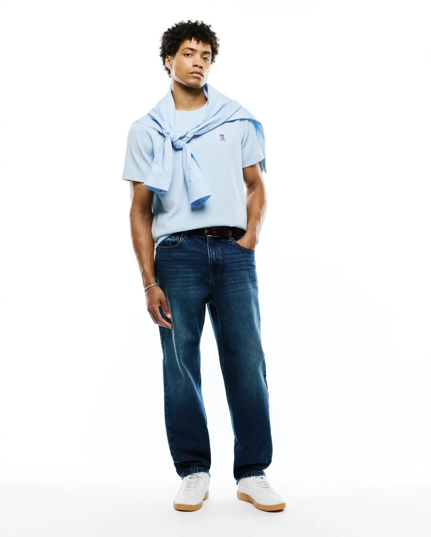 Psycho Bunny Men's Tees Maxton Waffle T-Shirt MT0200325 Skyway