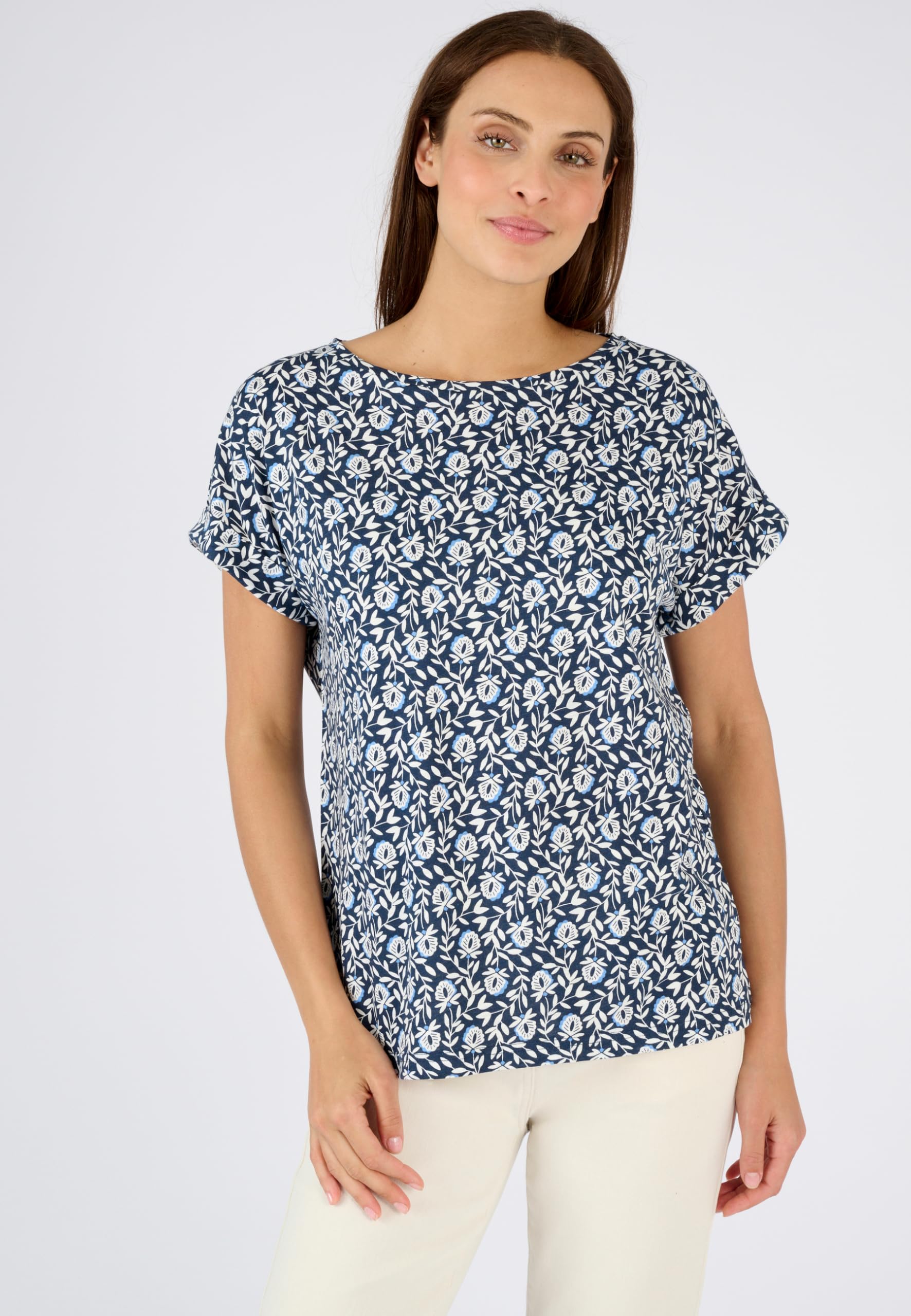 Damart Prêt-à-porter T-shirt Fiammato con stampa vegetale 42-44 cotone modal