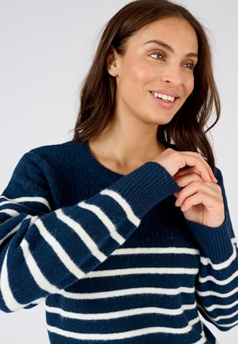 Damart Thermolactyl maglione donna a righe e maglia traforata scollo rotondo