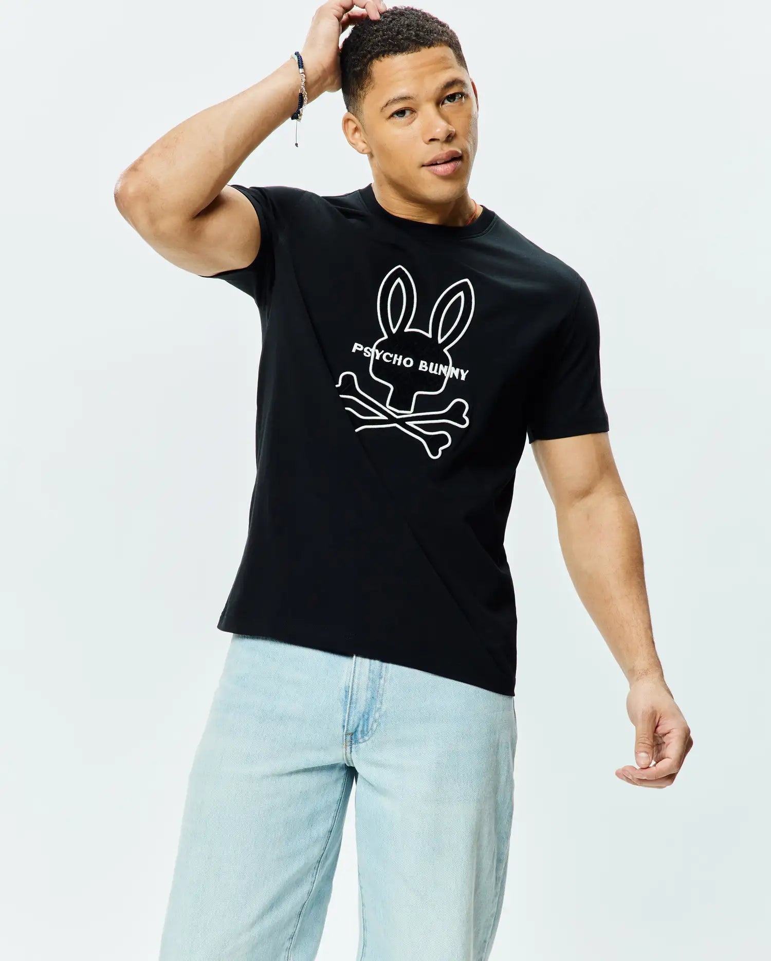 Psycho Bunny Men's Tees Craig Graphic Tee T-shirt nera cotone