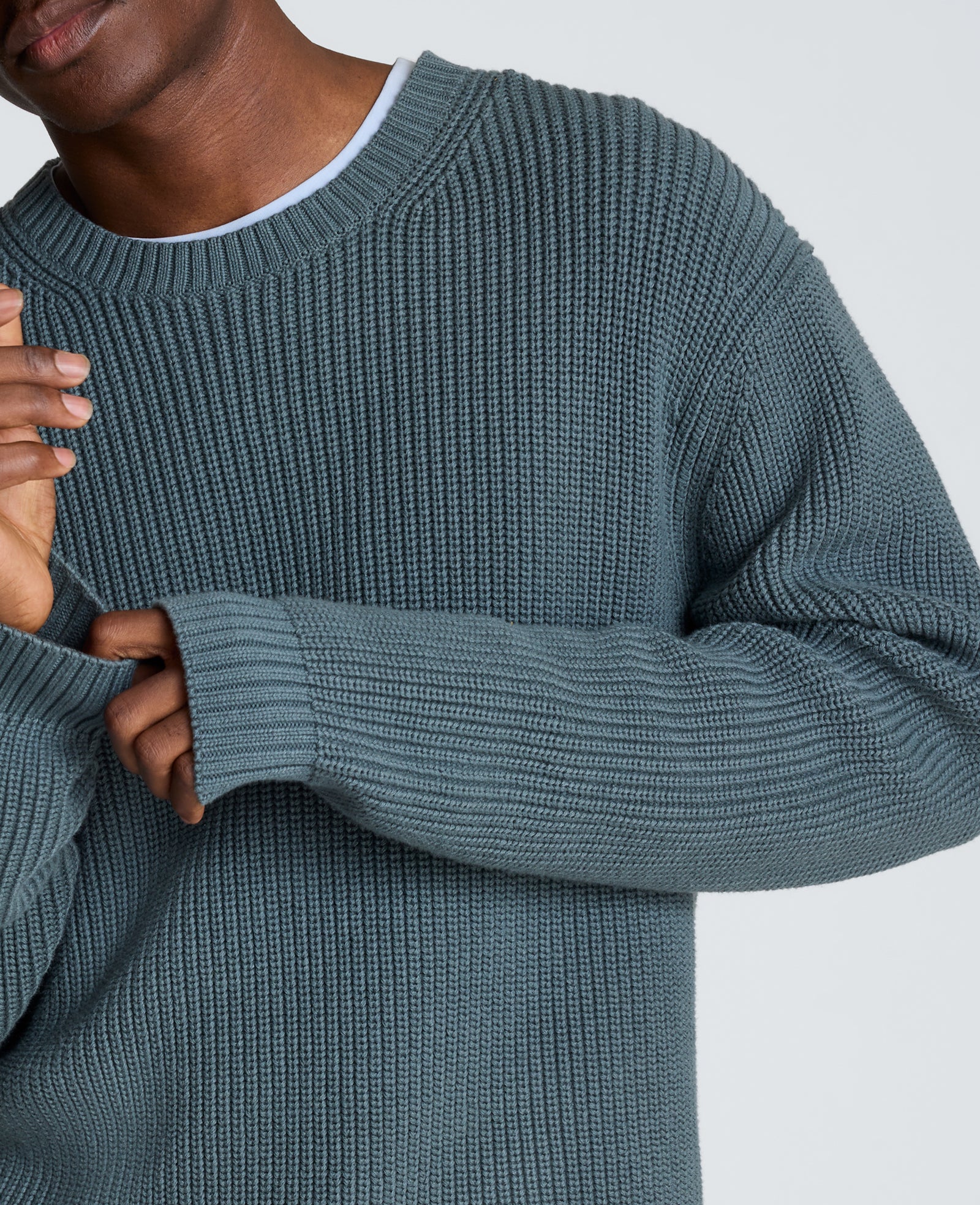 Kenneth Cole Reaction Clothing Chunky Oversized Sweater maglione uomo blu girocollo cotone