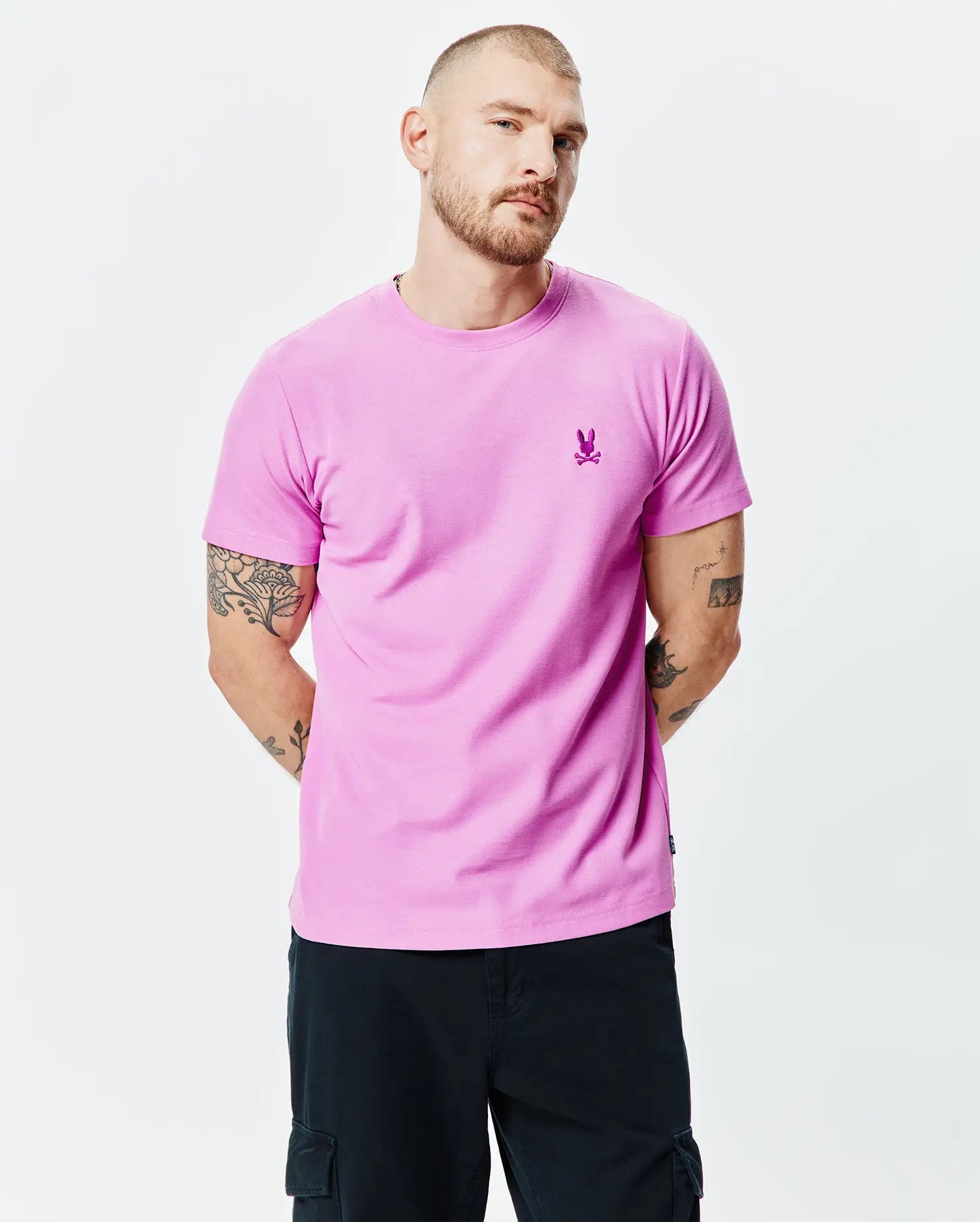 Psycho Bunny Men's Tees Taylor Pique Tee MT0200436 maglietta rosa regular