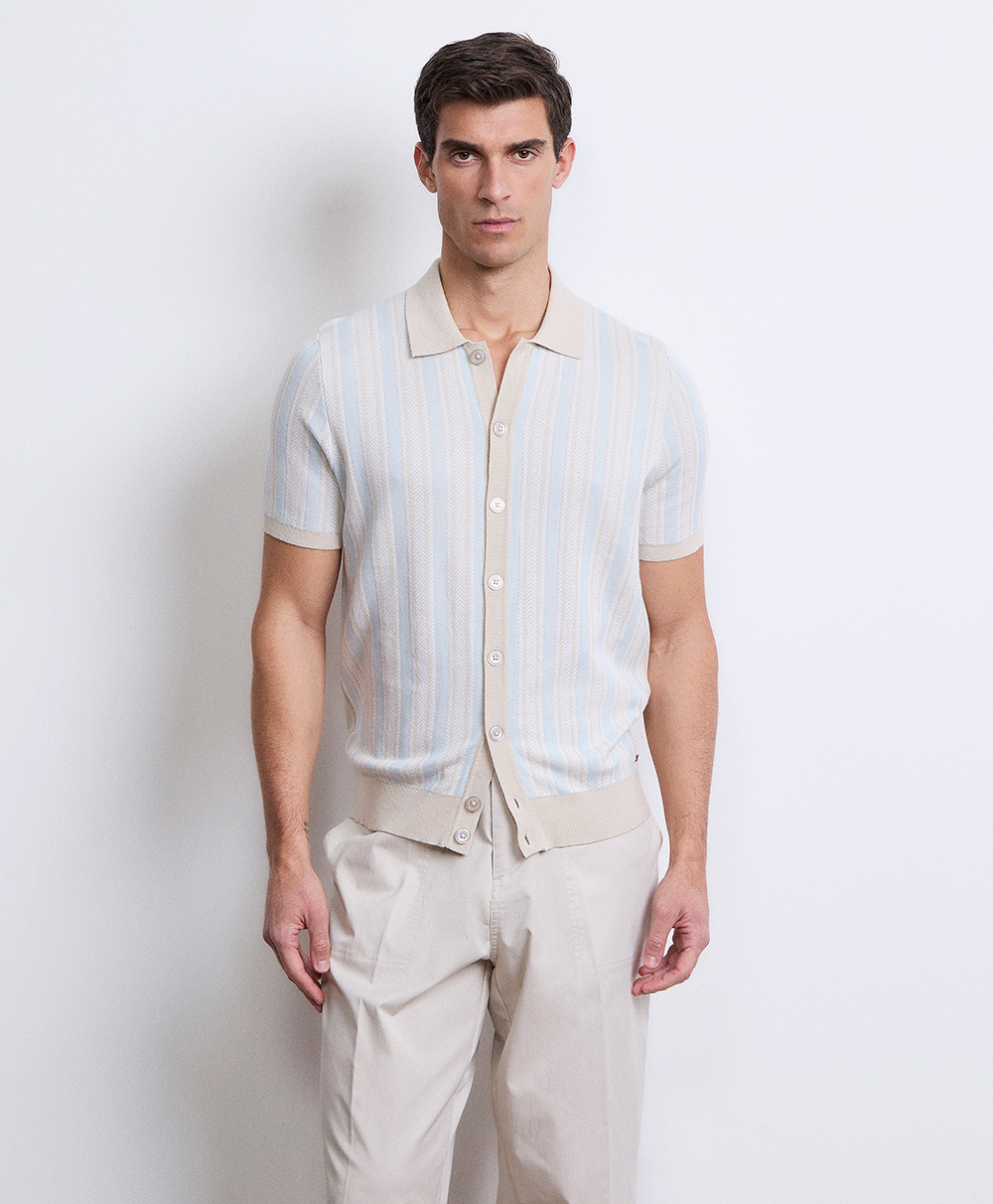 Markup Uomo Maglieria Camicia rigata strutturata camicia