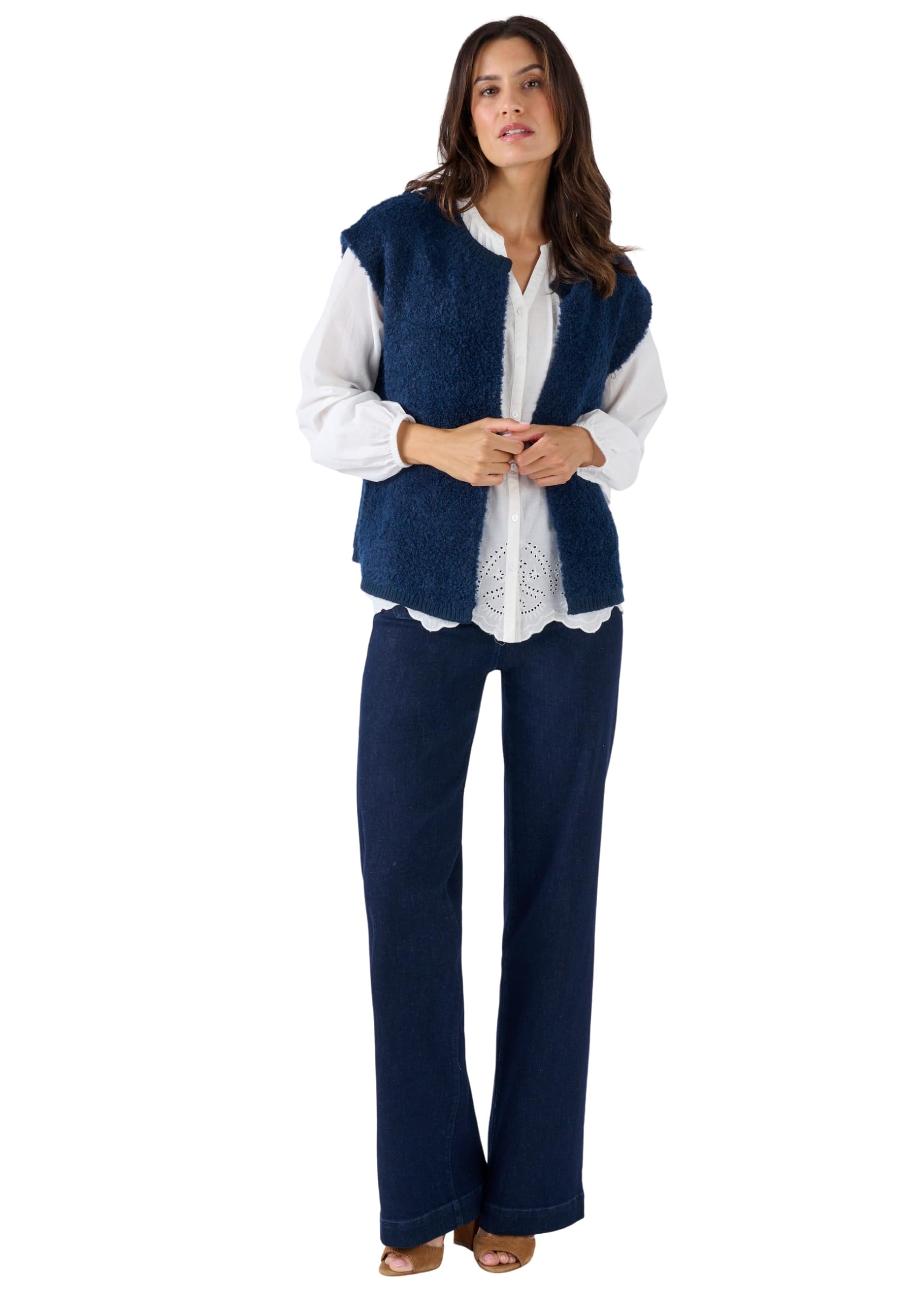 Damart Prêt-à-porter gilet da donna grigio tortora lana