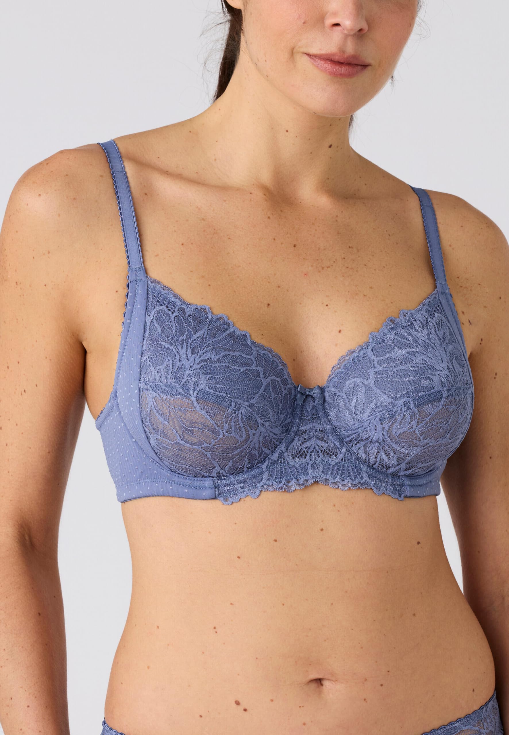 Damart Biancheria intima Nina reggiseno con ferretto Blu Grigio 7D pizzo