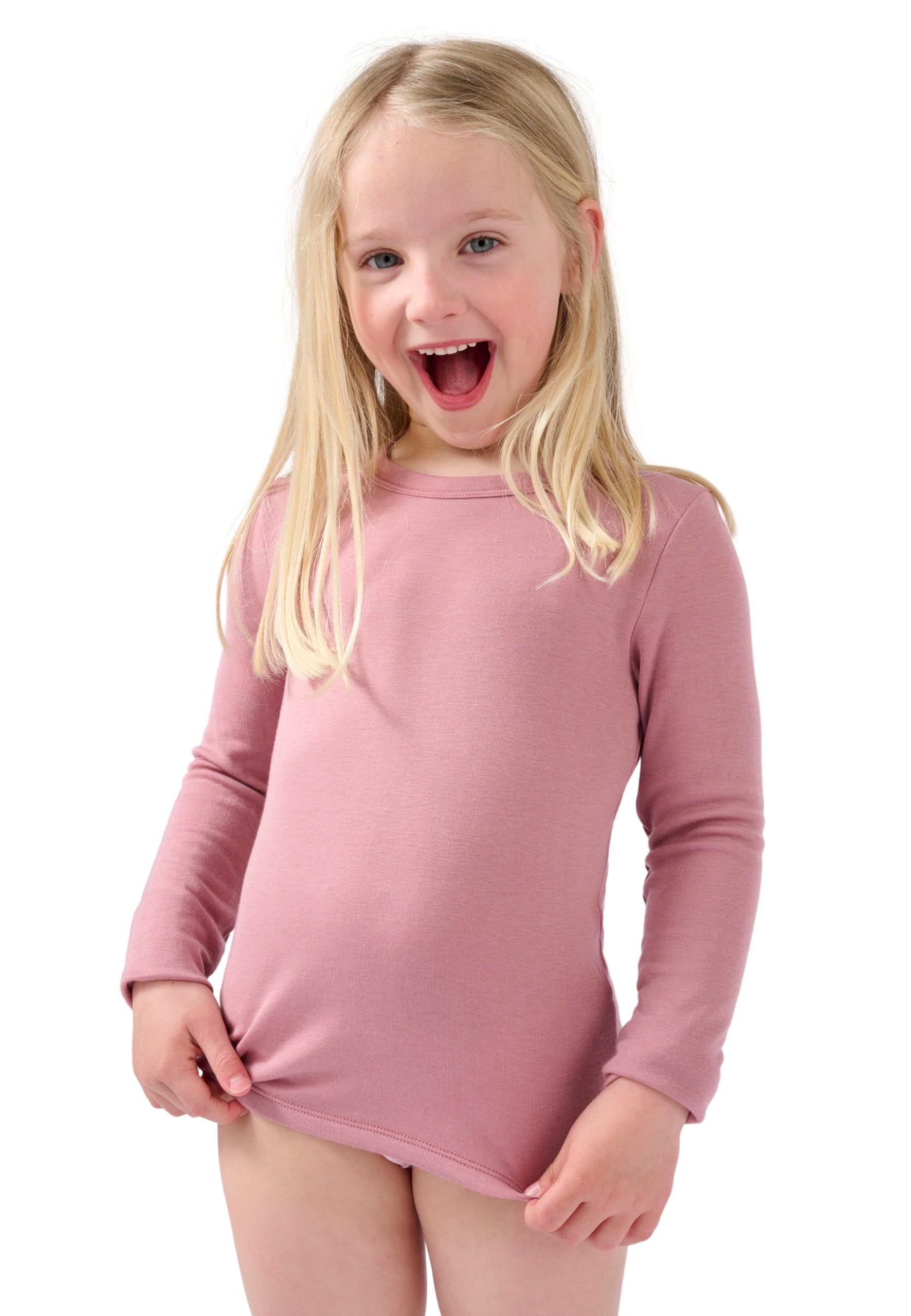 Damart Thermolactyl Sensitive Maglietta termica a costine bambini, verde blu grigio, calore medio 3