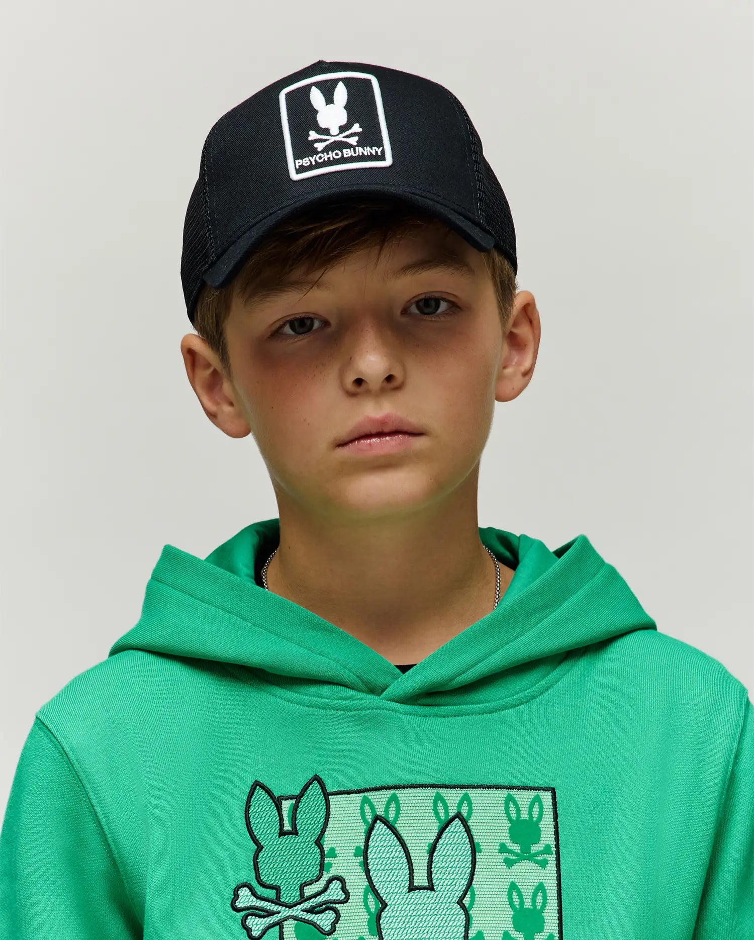 Psycho Bunny Kids Accessories Adamo Cappellino trucker nero O/S in cotone