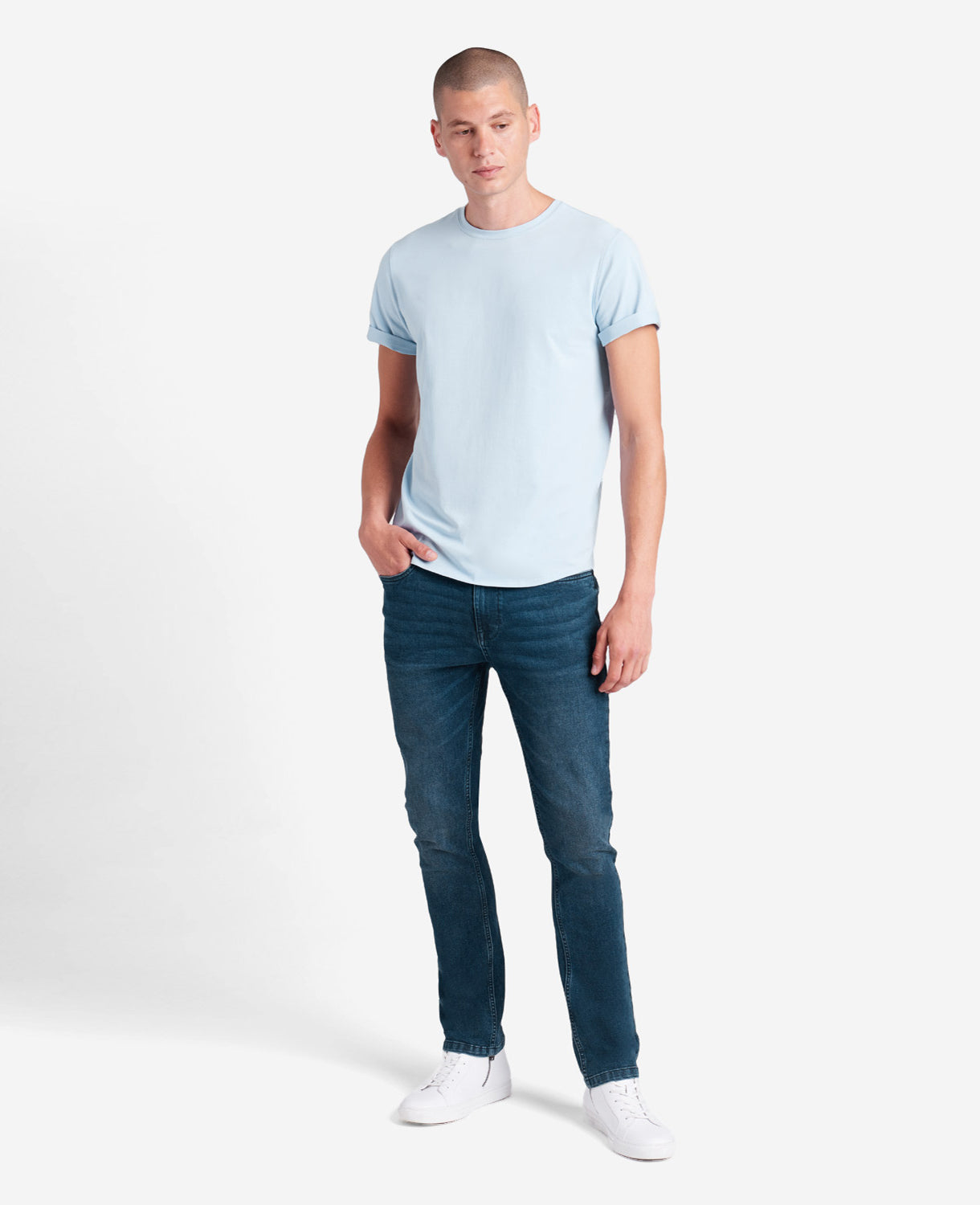 Kenneth Cole Reaction Clothing The Performance Crew Neck T-Shirt blu chiaro