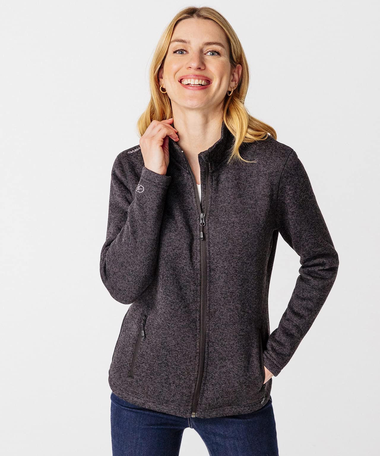 Damart Thermolactyl Pile donna collo alto zip nero screziato XS
