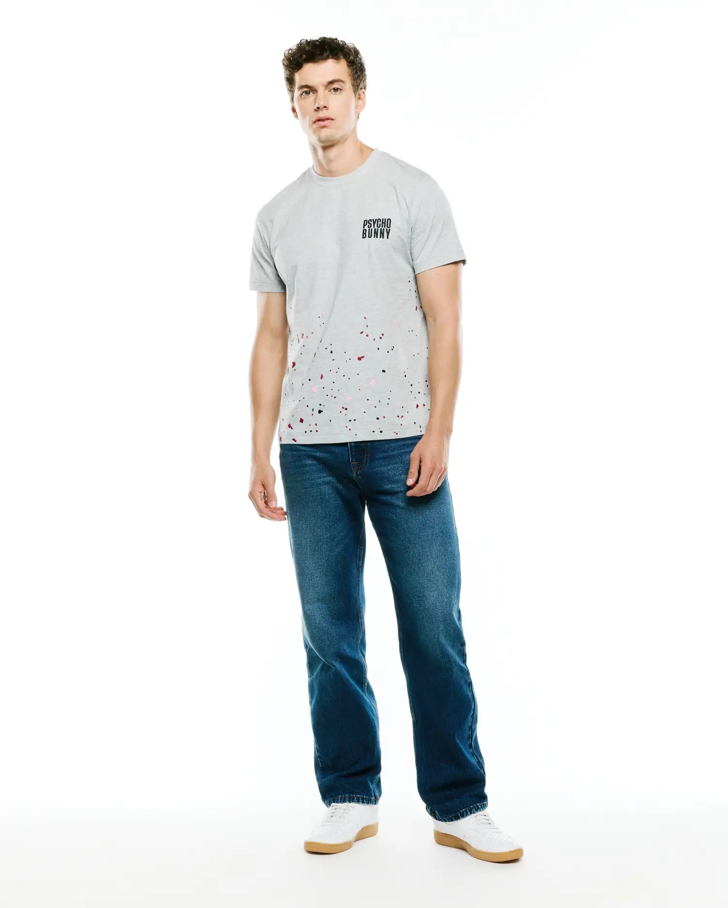 Psycho Bunny Malcolm Graphic Tee MT0200503 t-shirt grigia XXS-XXXL