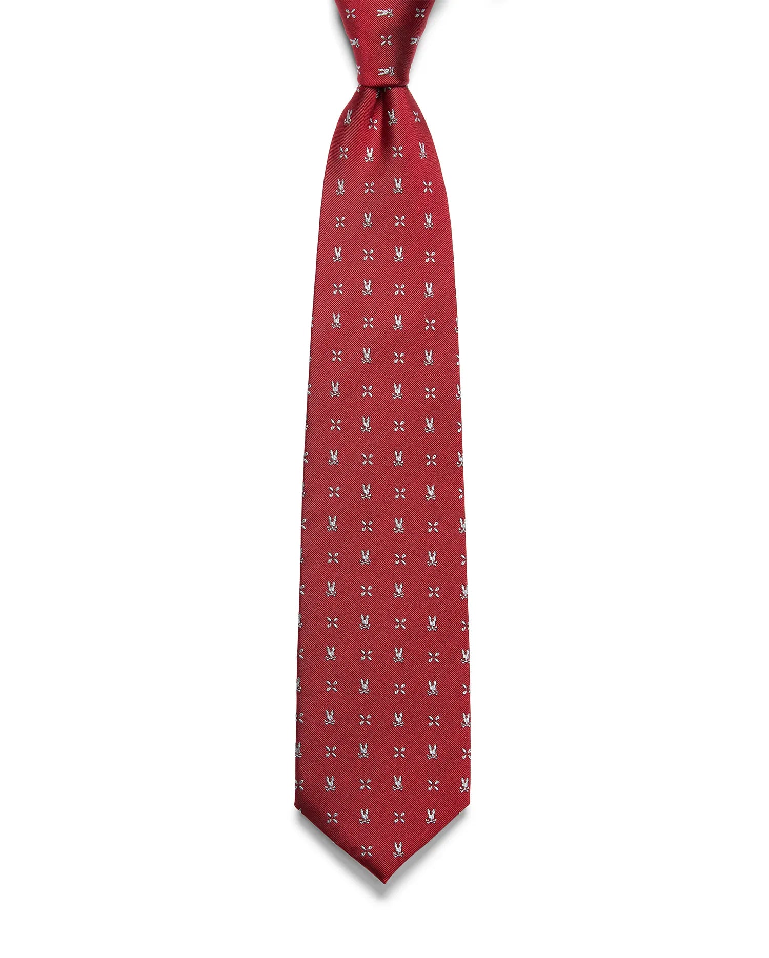 Psycho Bunny Accessories MENS BUNNY NEAT SILK TIE - MO1700033 cravatta rossa in seta