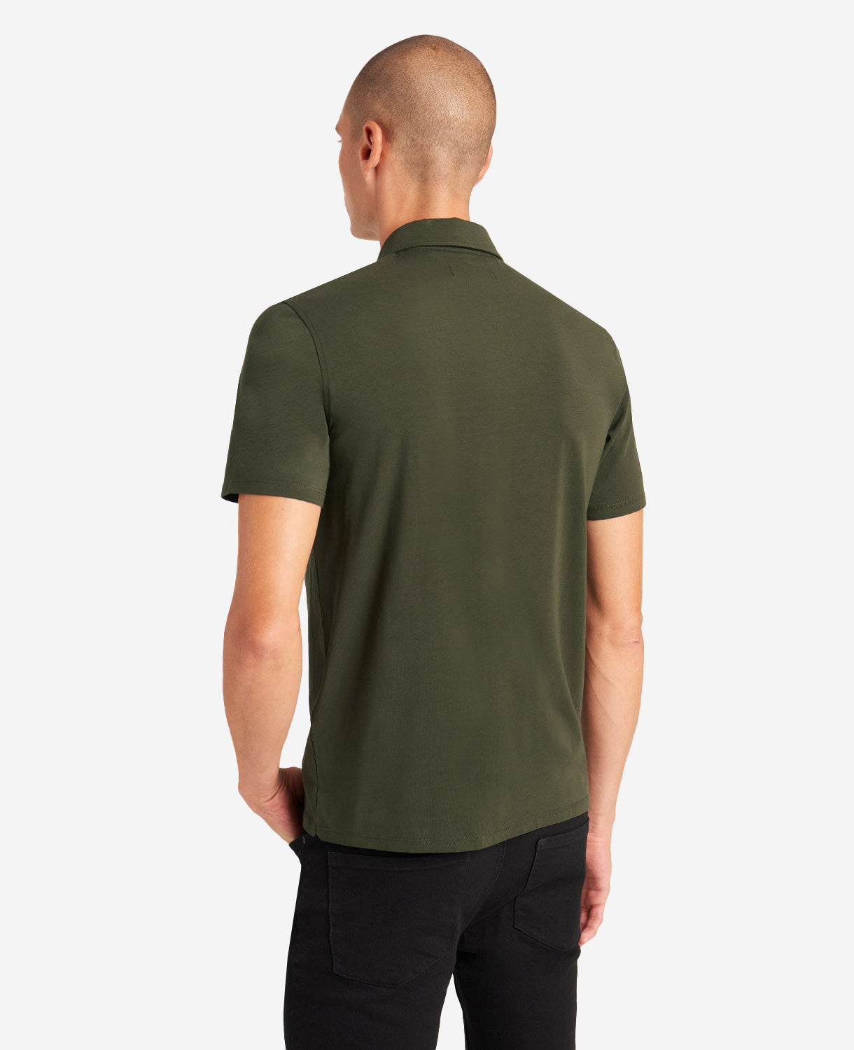 Kenneth Cole Reaction Clothing Performance Button Polo polo verde scuro elasticizzata