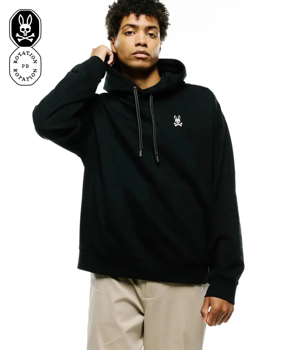 Psycho Bunny Men's Sweatshirts & Hoodies Terrence Fleece Hoodie MT0500254 felpa nera oversize