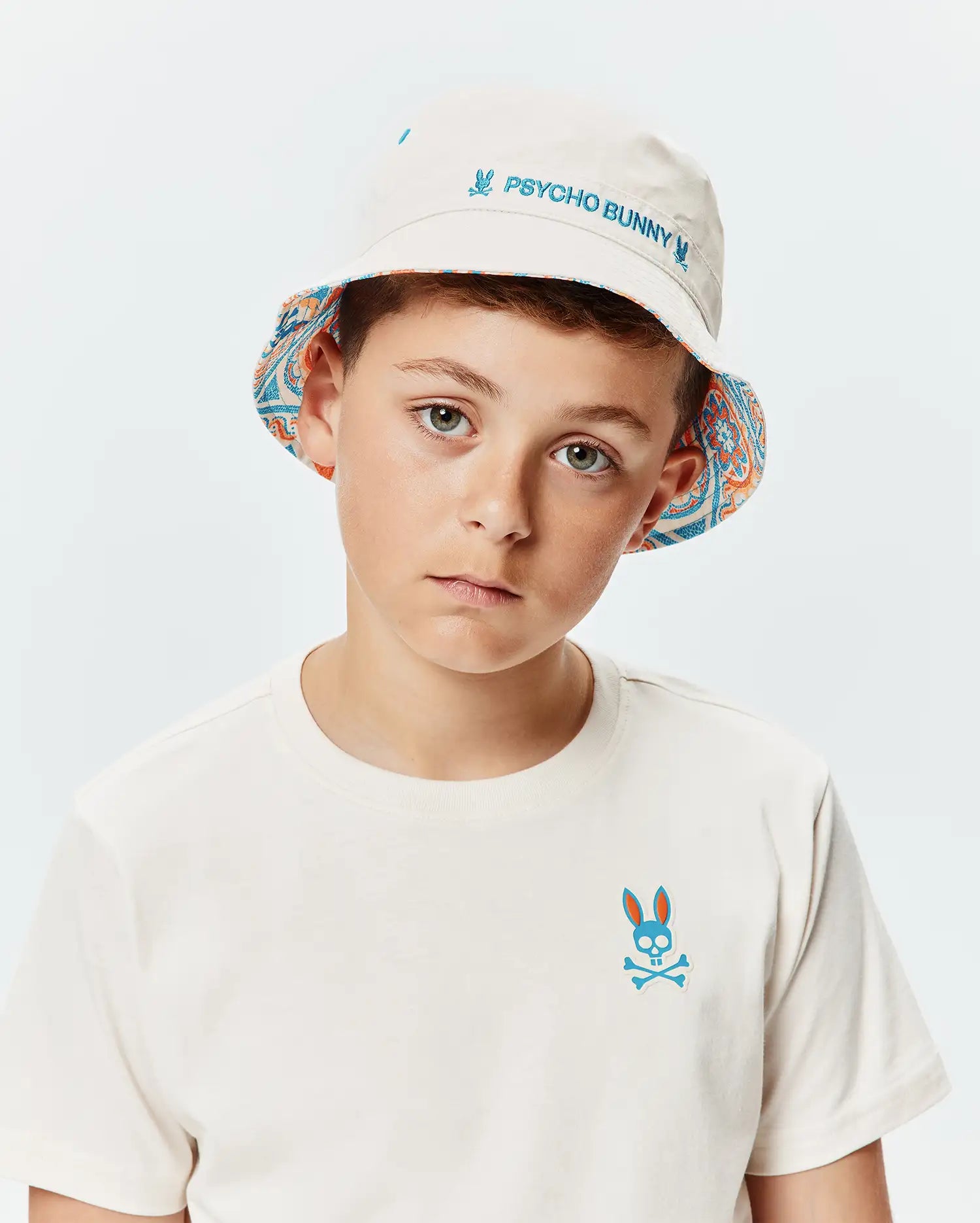 Psycho Bunny Kids Accessories Frank cappello bucket blu reversibile O/S