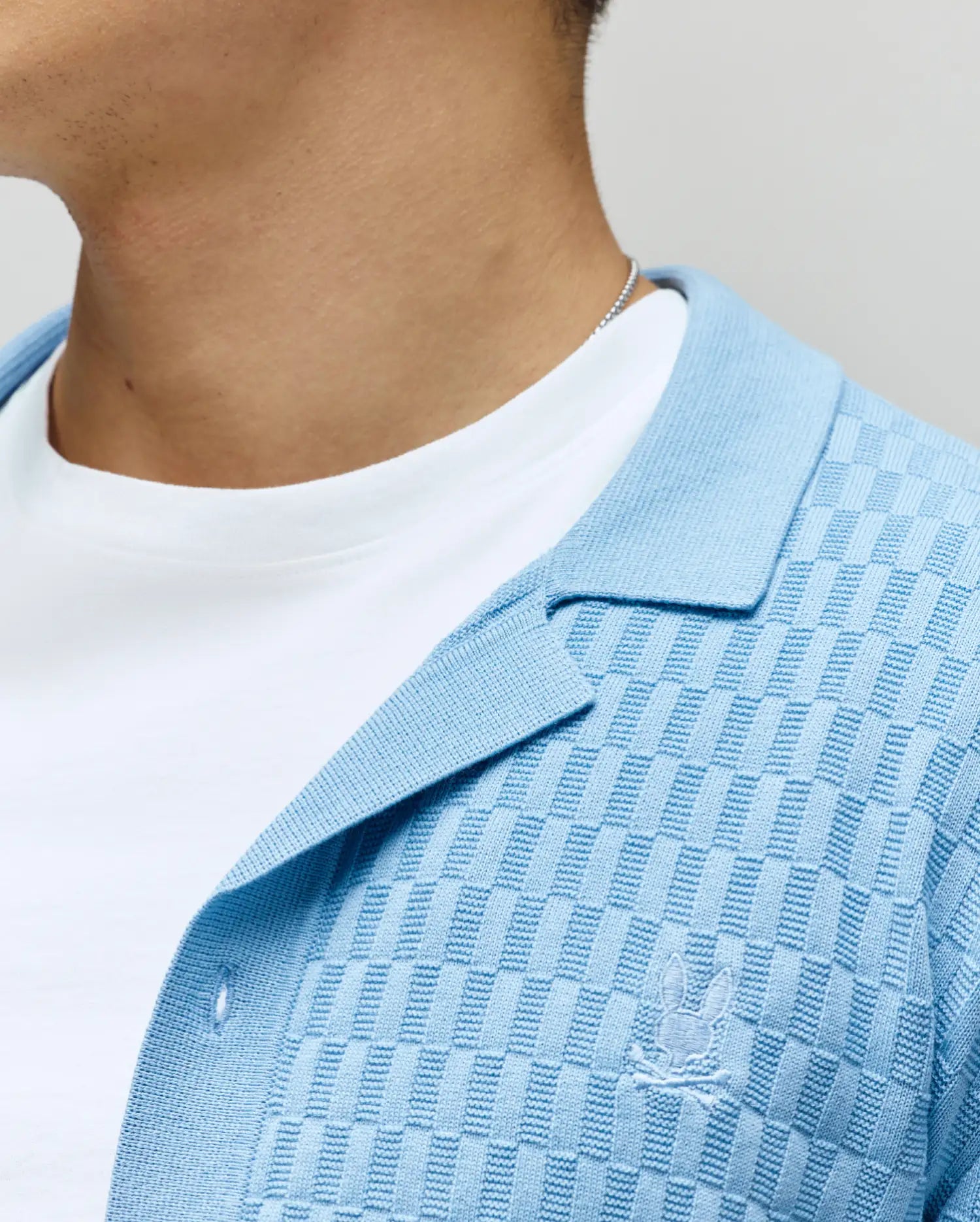Psycho Bunny Men's Shirts Xandros Knit Shirt MT0300144 camicia Glacier Lake in cotone