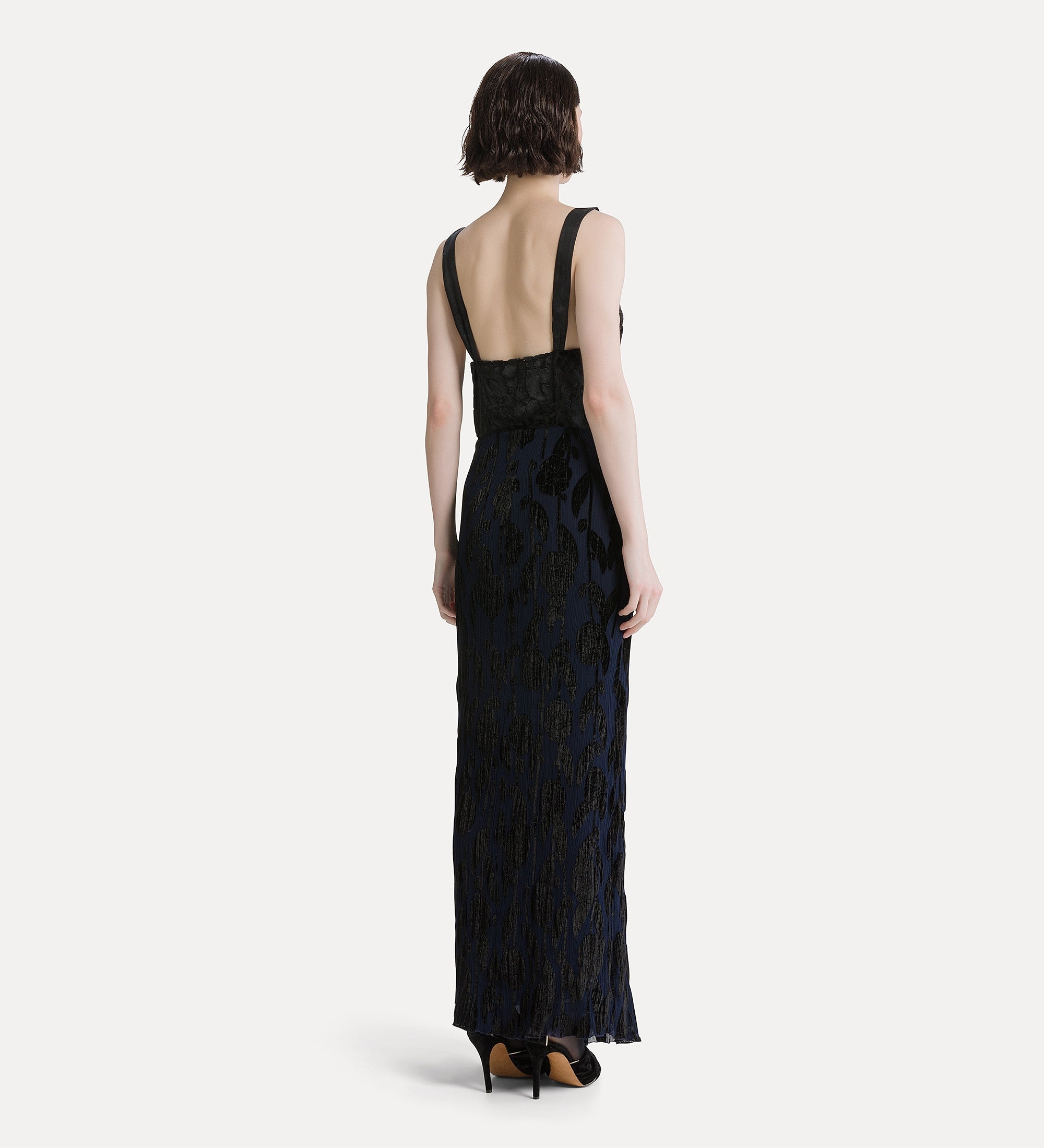Forte abiti Roses abito slip lungo in velluto nero