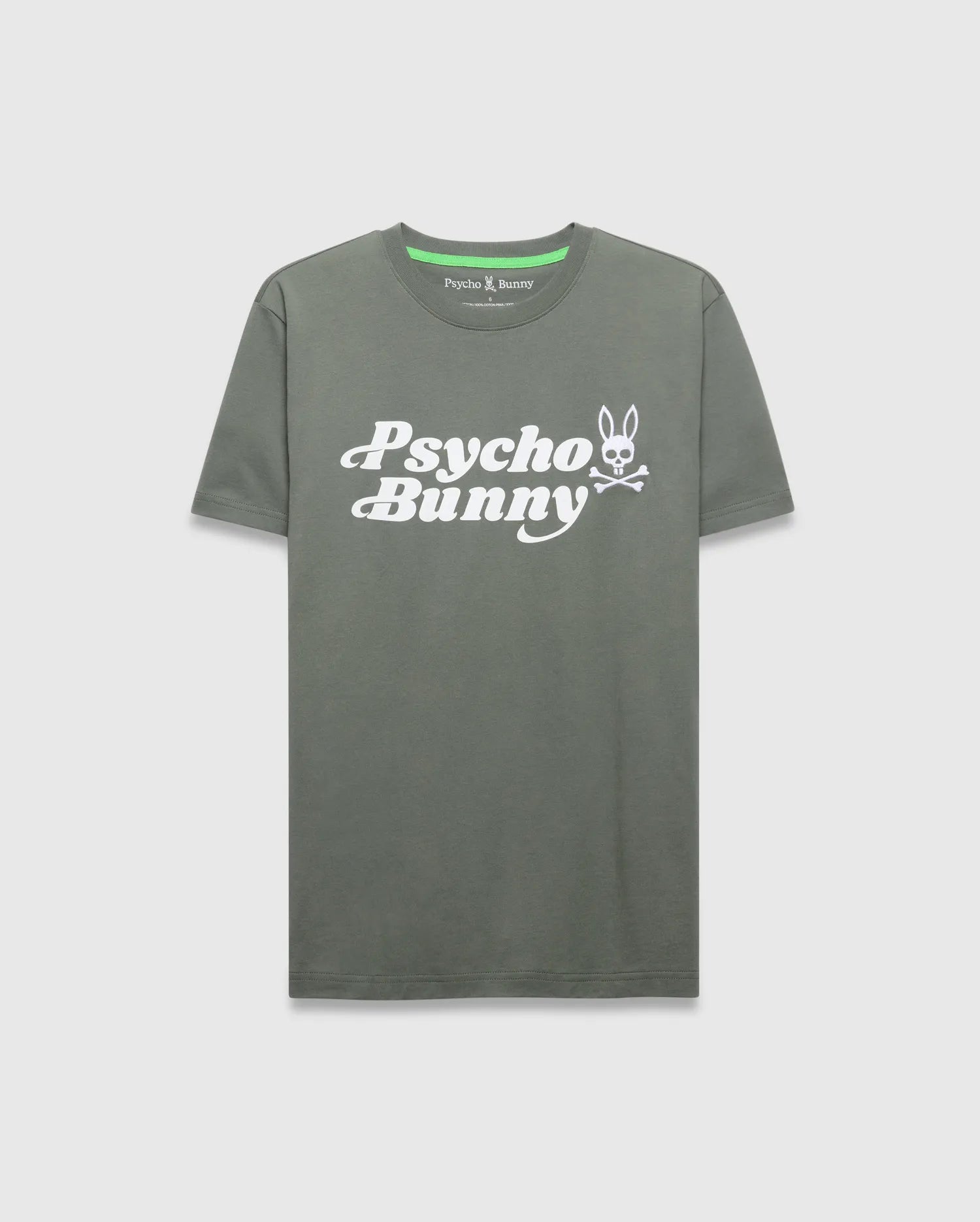 Psycho Bunny Men's Tees Byron Wordmark Tee MT0200313 T-shirt verde 100% cotone Pima