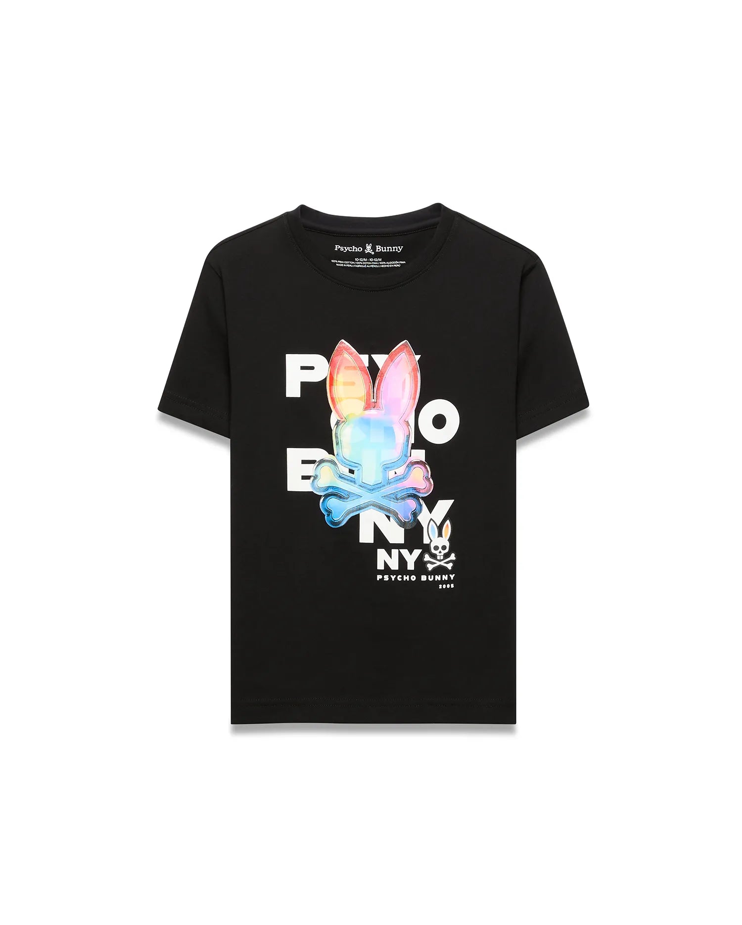 Psycho Bunny Kids Tees KIDS KENJI GRAPHIC TEE KT0200315 maglietta nera in cotone Pima