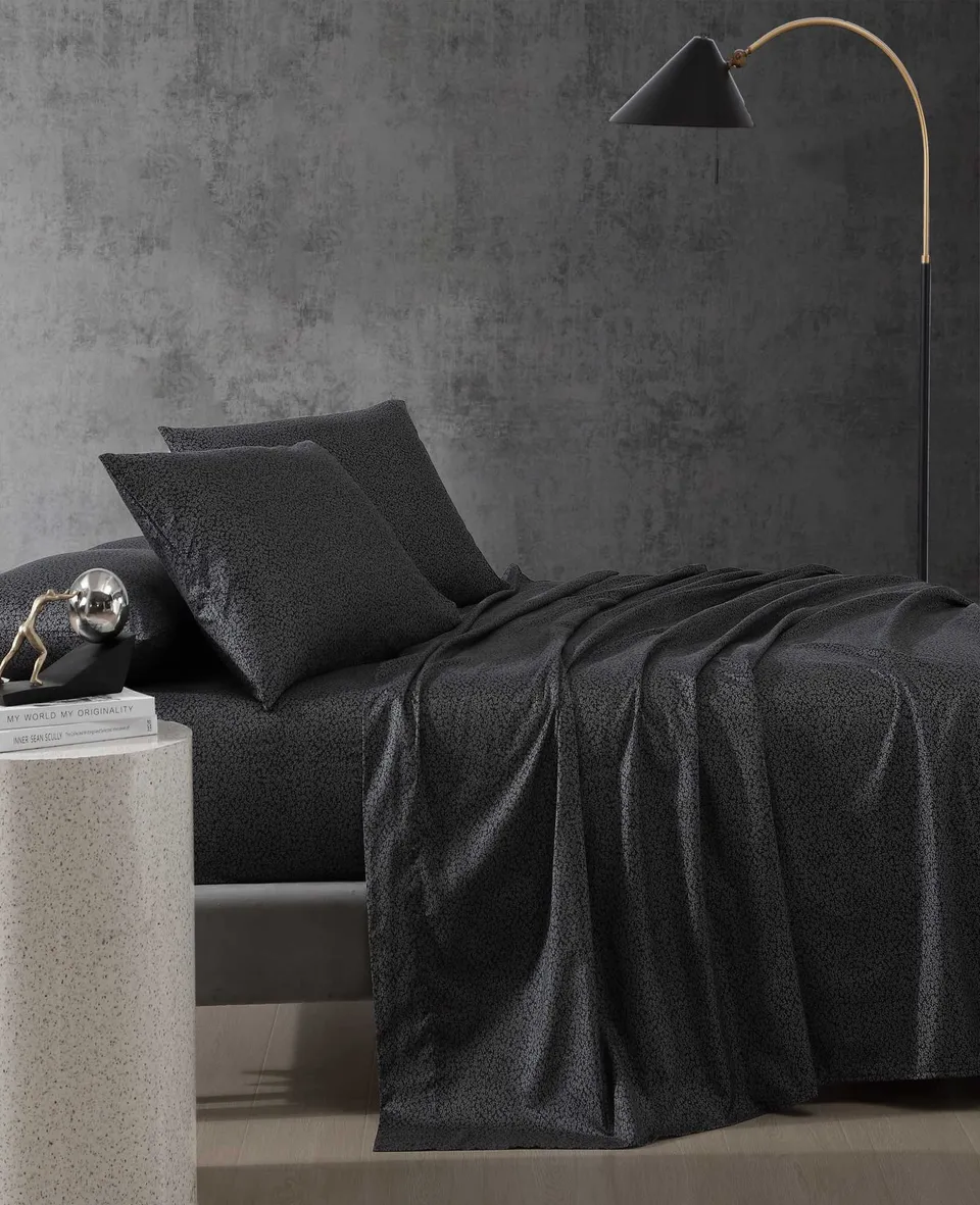 Kenneth Cole Reaction Home & Bedding Chill Flowers set lenzuola Charcoal, Queen – finitura rinfrescante