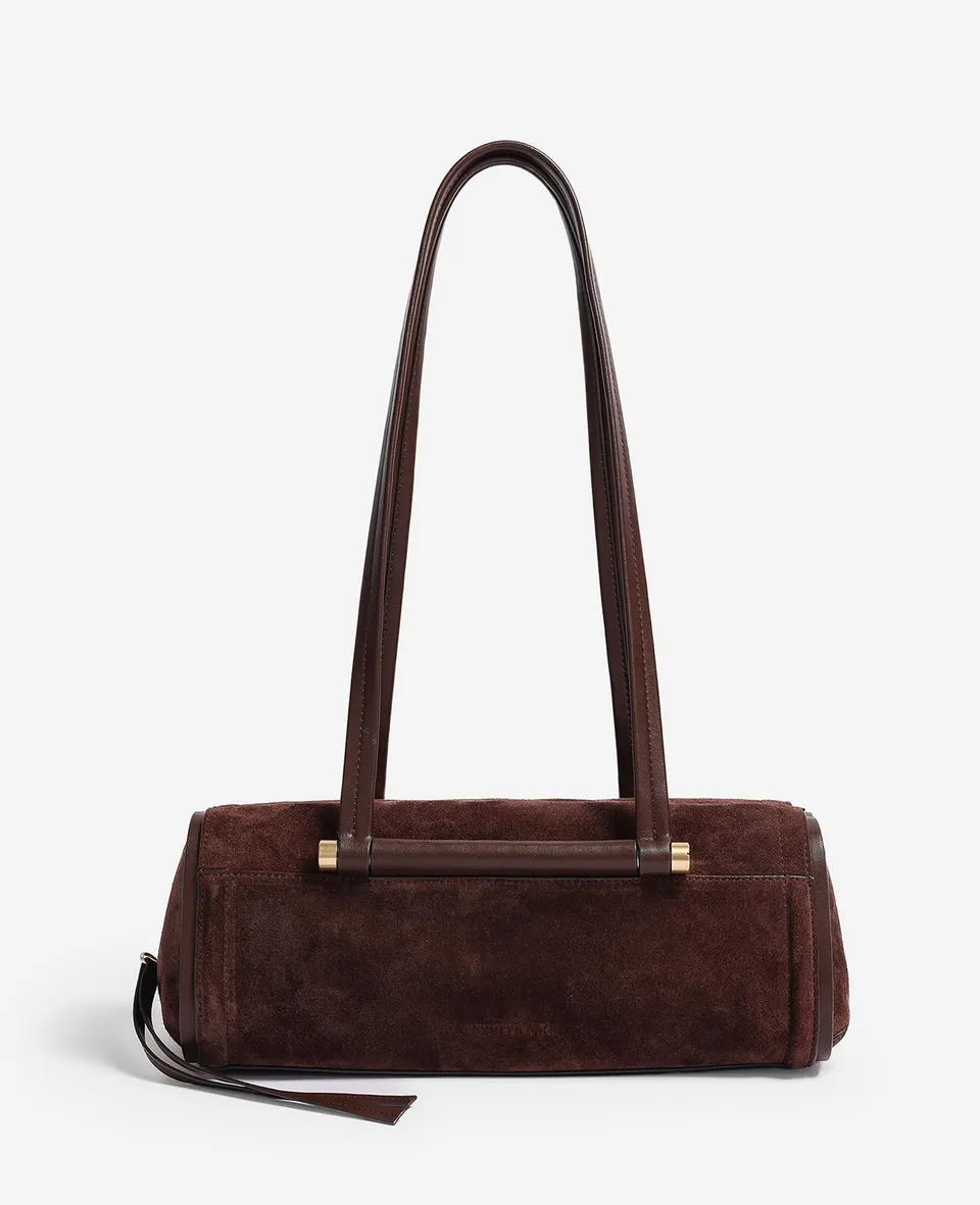 Kenneth Cole Reaction Highline East West borsa a spalla cioccolato in pelle scamosciata