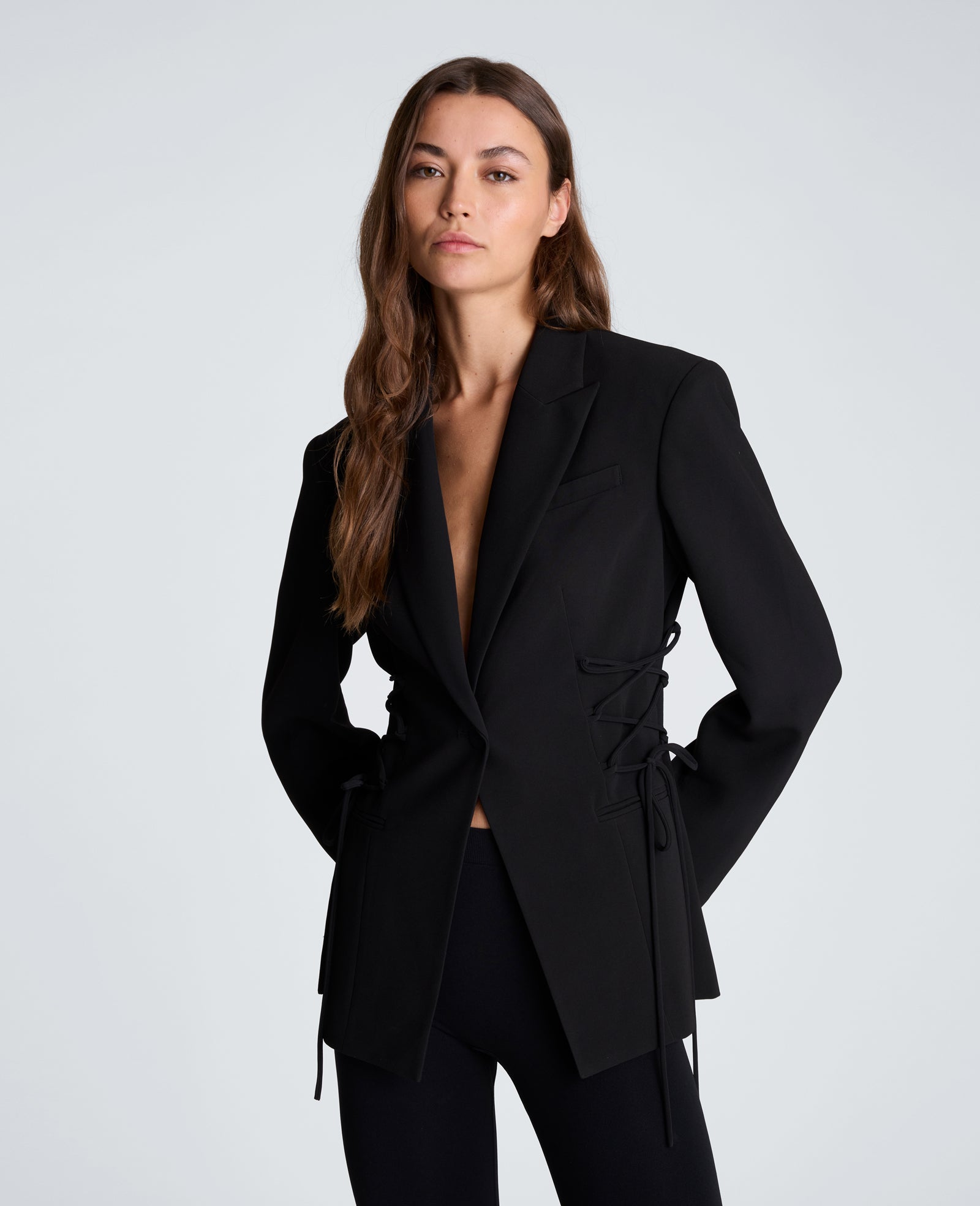 Kenneth Cole Reaction Clothing Slim One Button Jacket with Side Lacing giacca nera