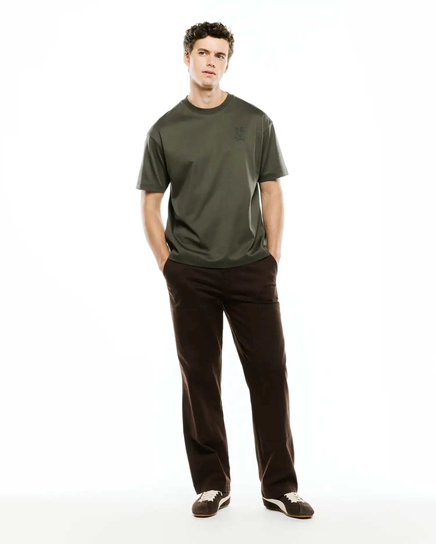 Psycho Bunny Men's Tees Oscar MT0200217 t-shirt verde oversize